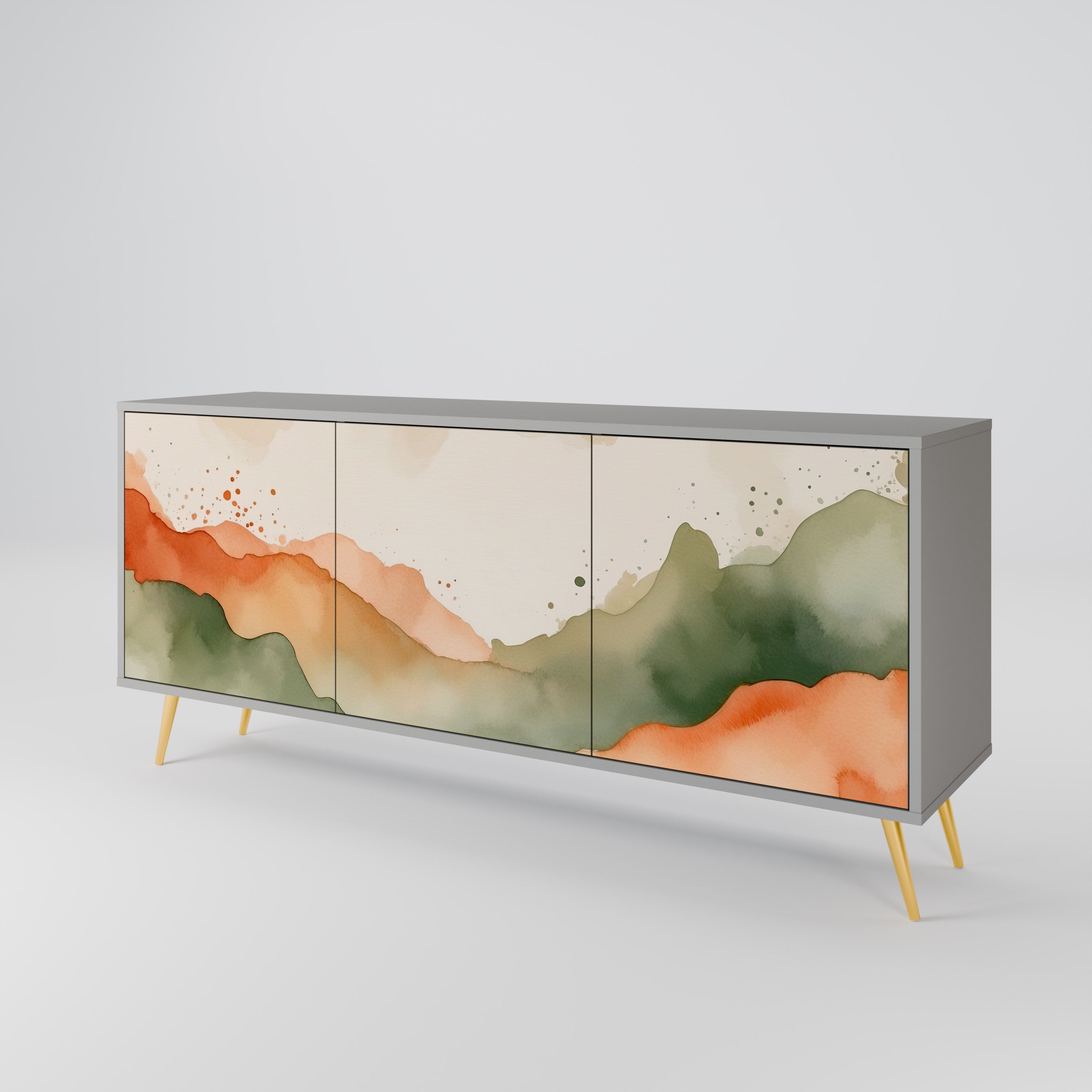 WATERCOLOUR PEAKS Sideboard mit 3 Türen in Grau
