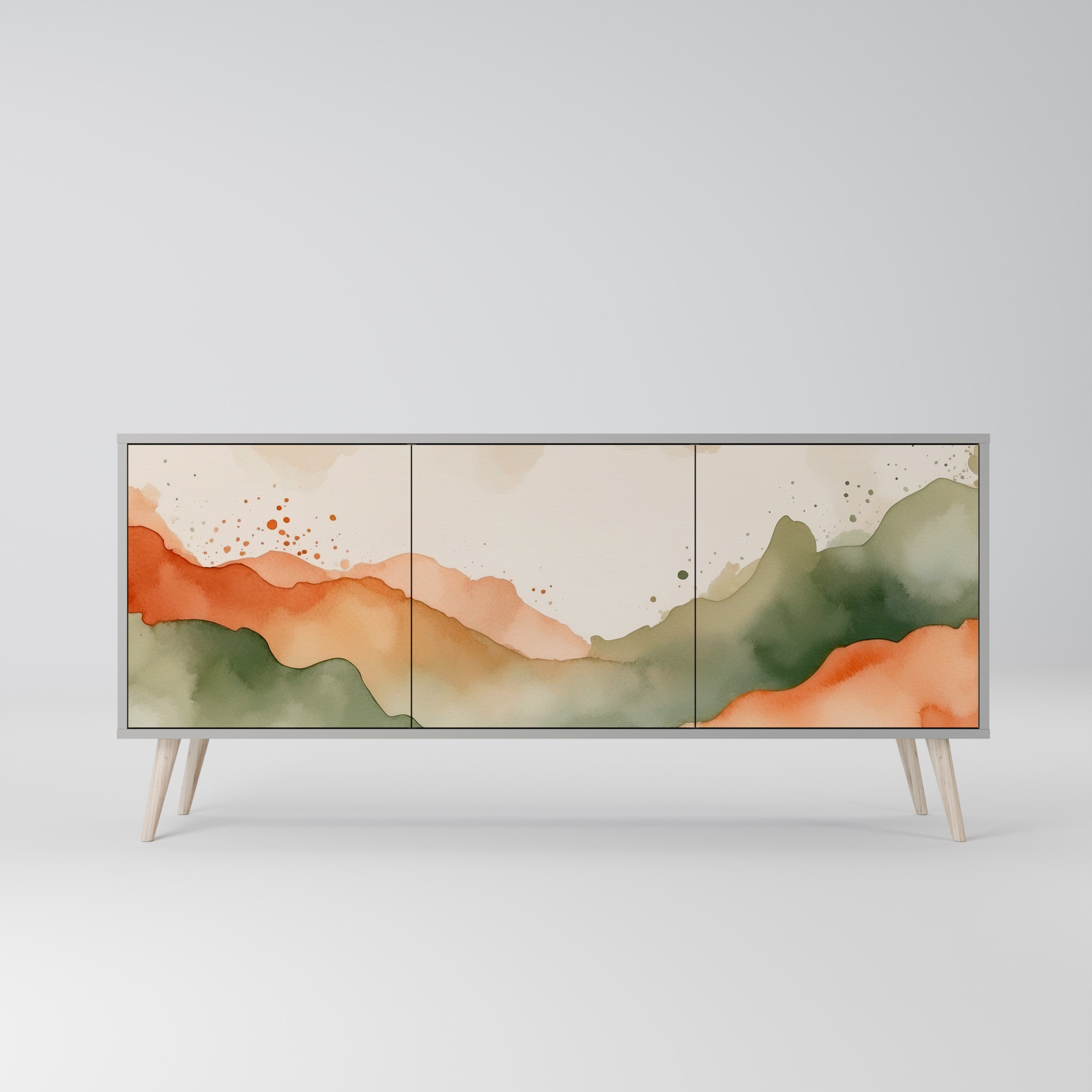WATERCOLOUR PEAKS Sideboard mit 3 Türen in Grau