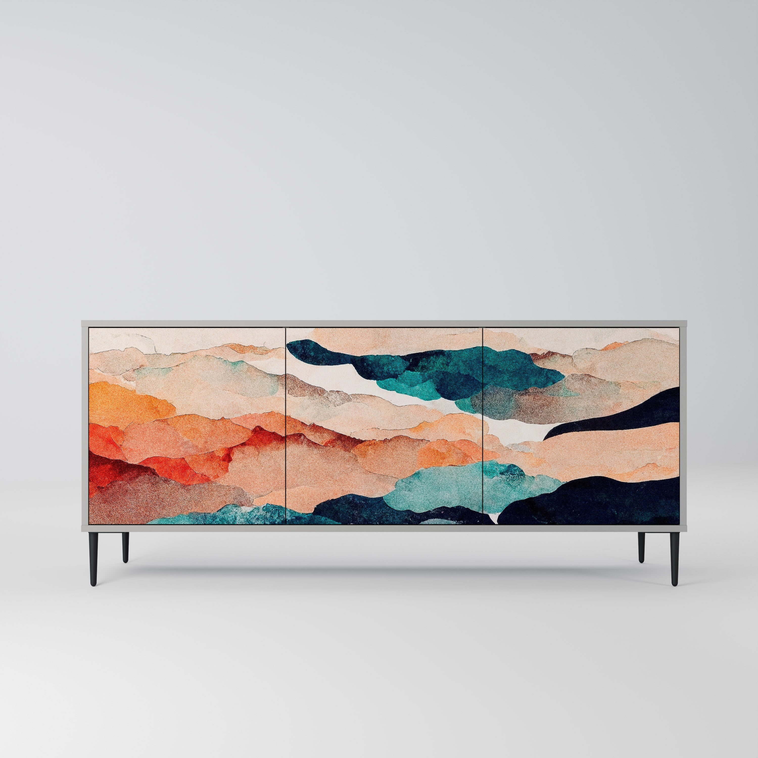 ABSTRACT LANDSCAPE 3-türiges Sideboard in grauem Finish