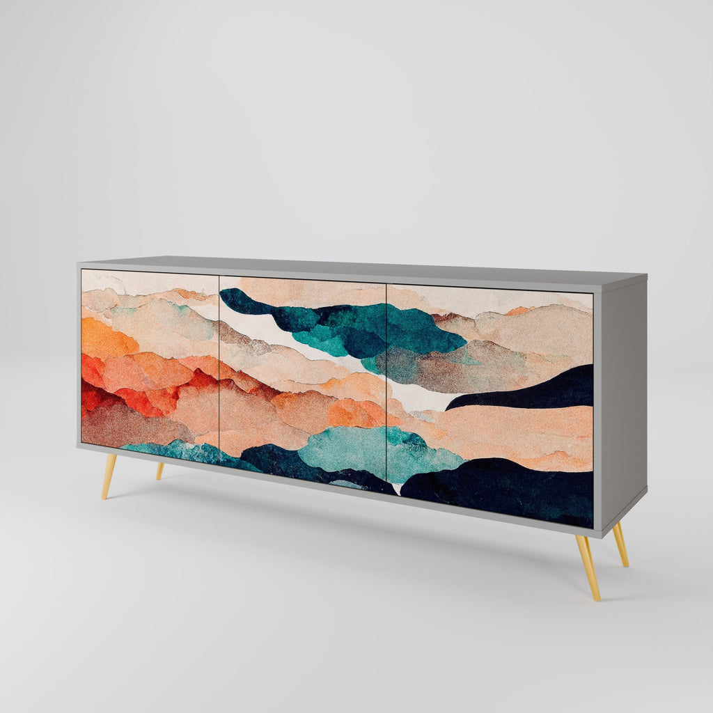 ABSTRACT LANDSCAPE 3-türiges Sideboard in grauem Finish