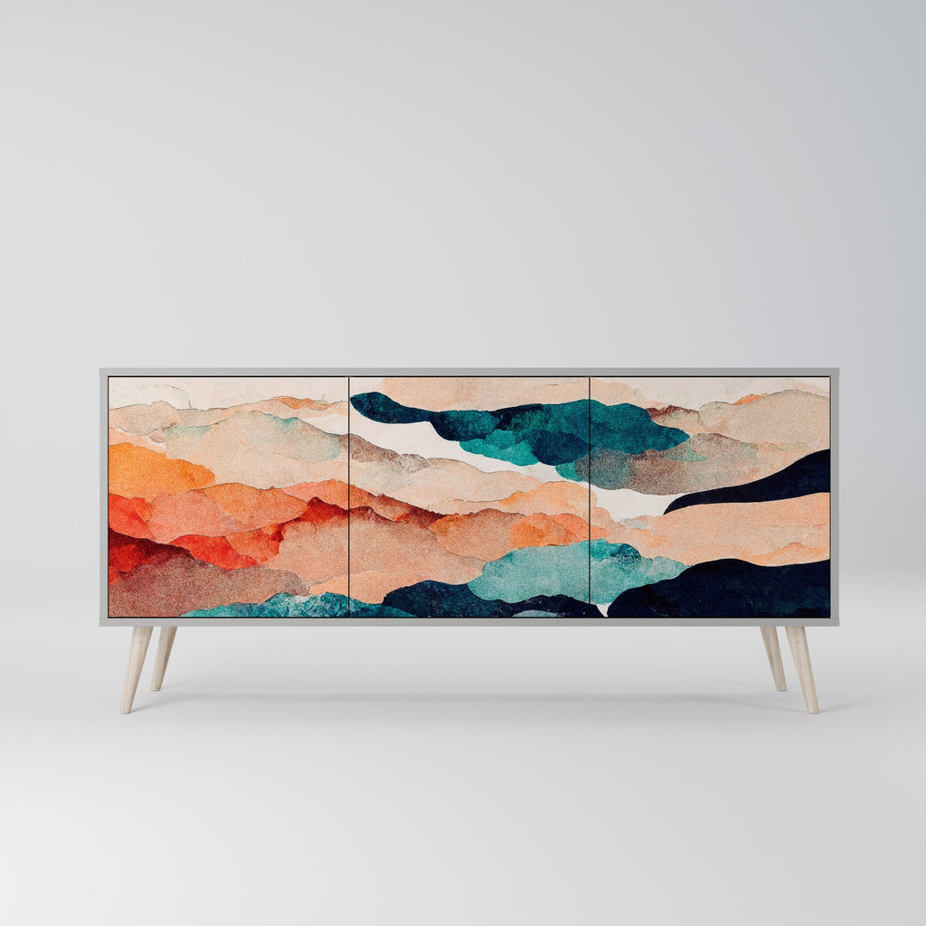 ABSTRACT LANDSCAPE 3-türiges Sideboard in grauem Finish
