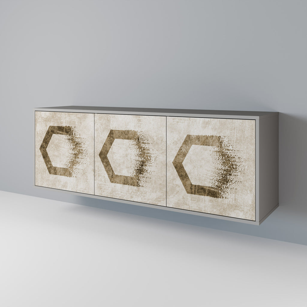 HEXAGONAL SHAPES Sideboard mit 3 Türen in Grau