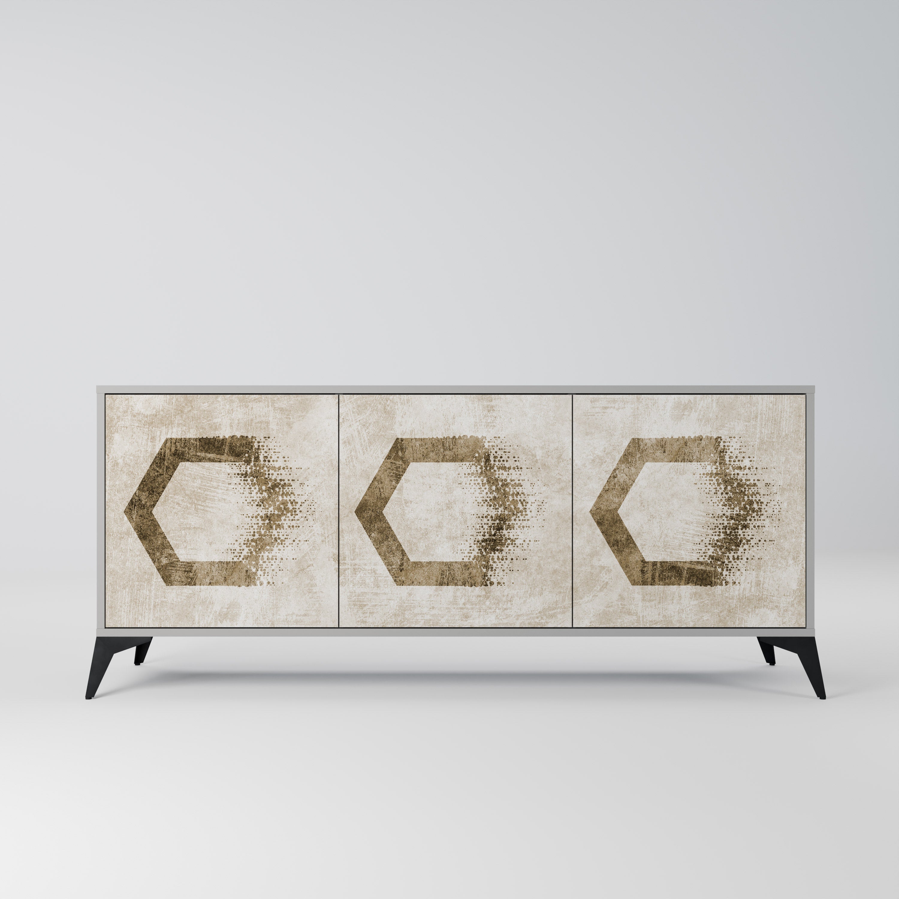 HEXAGONAL SHAPES Sideboard mit 3 Türen in Grau