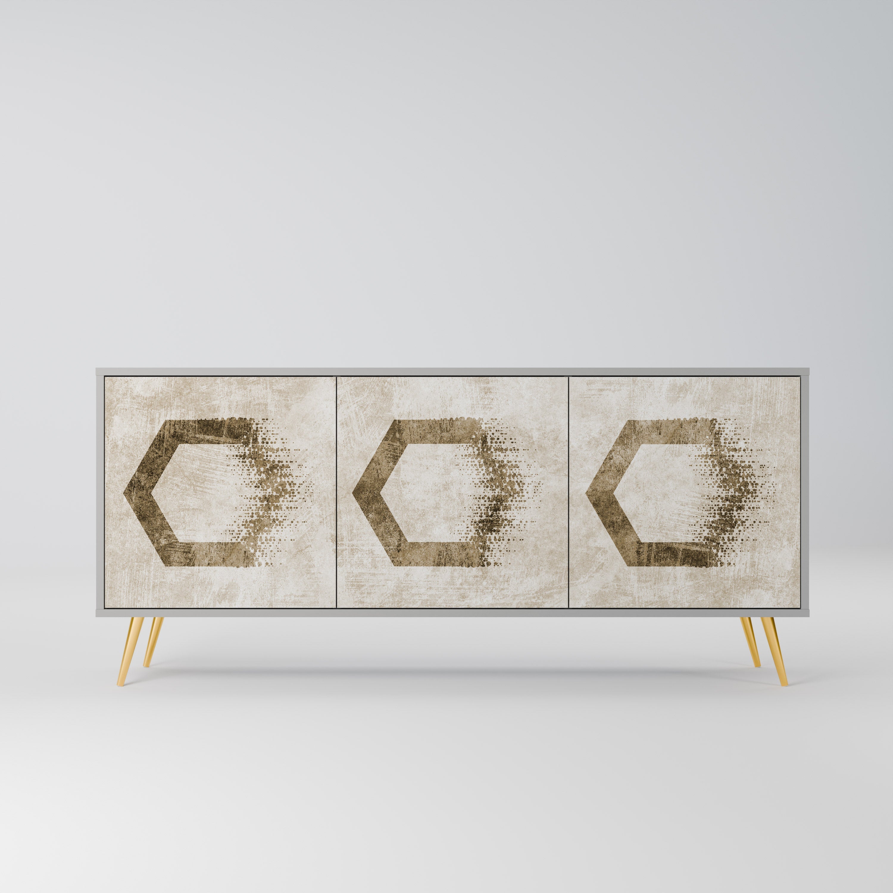 HEXAGONAL SHAPES Sideboard mit 3 Türen in Grau