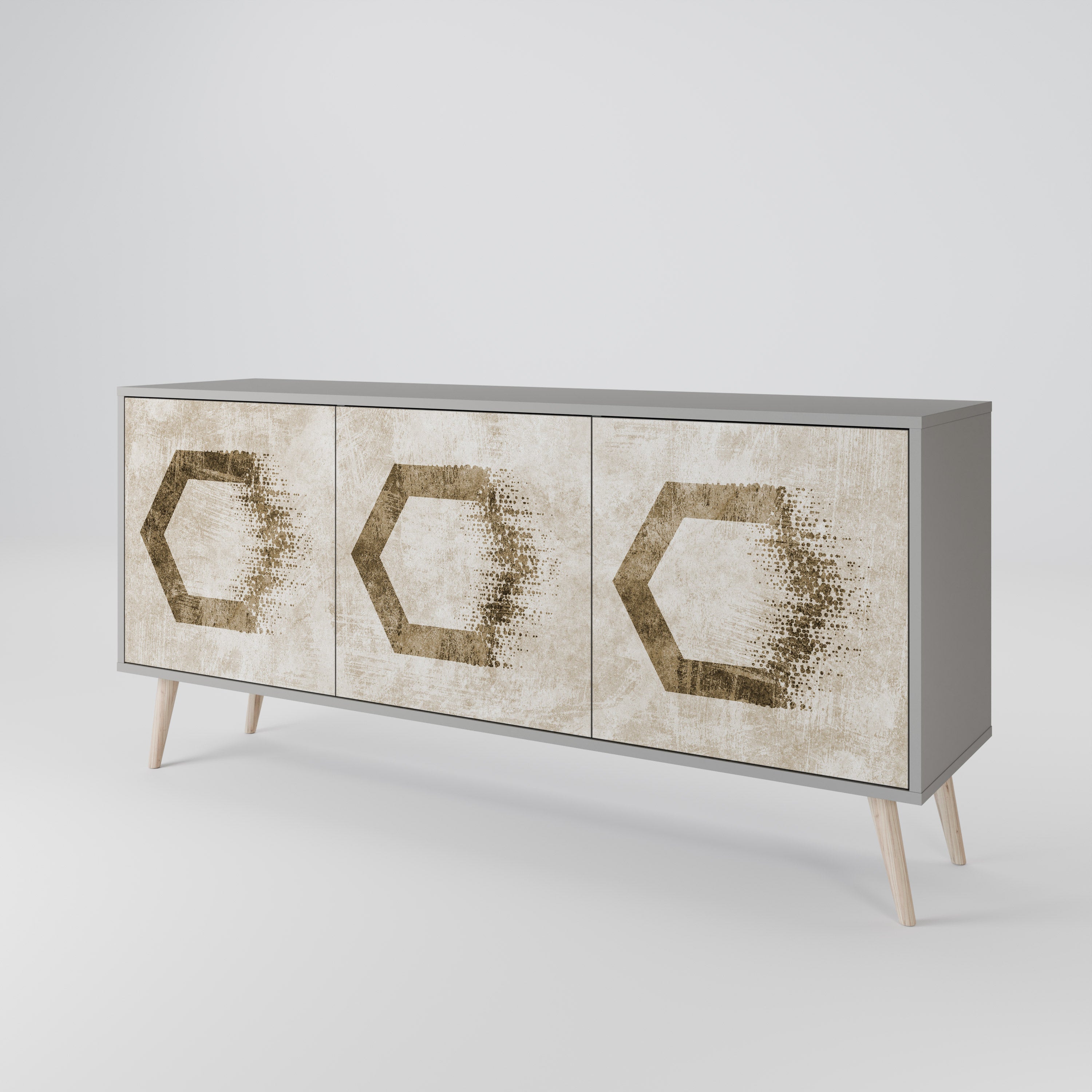 HEXAGONAL SHAPES Sideboard mit 3 Türen in Grau