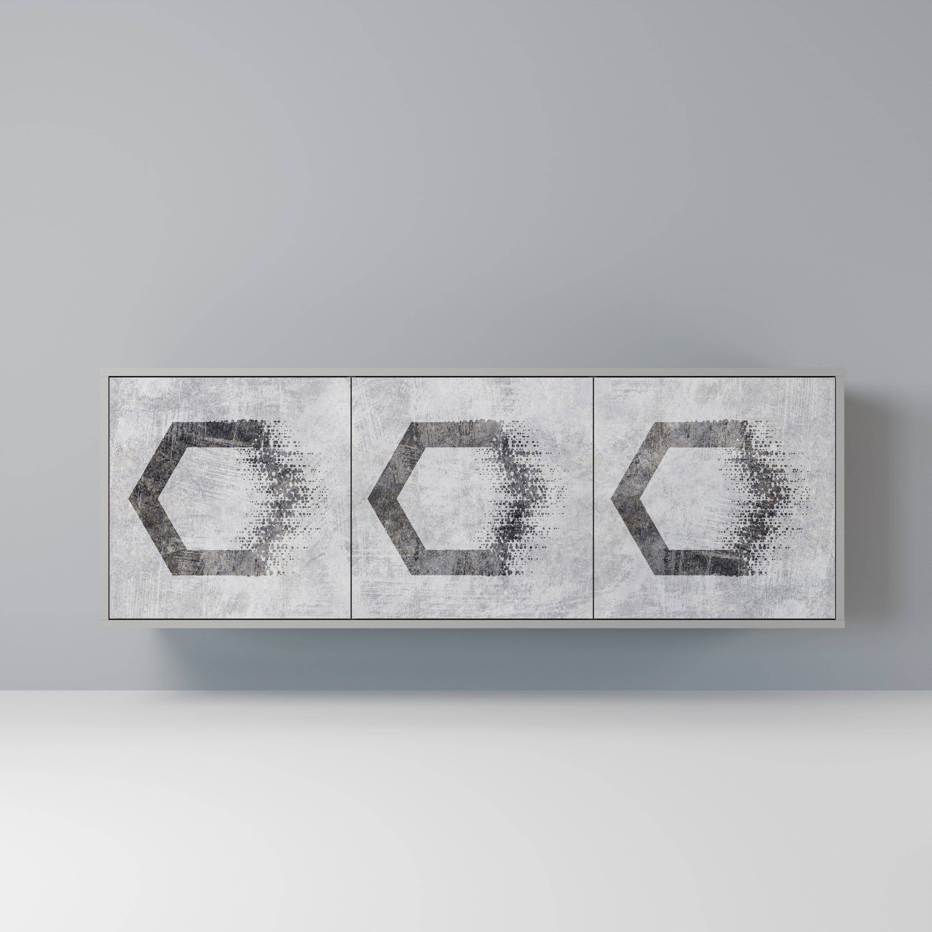 HEXAGONAL FIGURES Sideboard mit 3 Türen in Grau