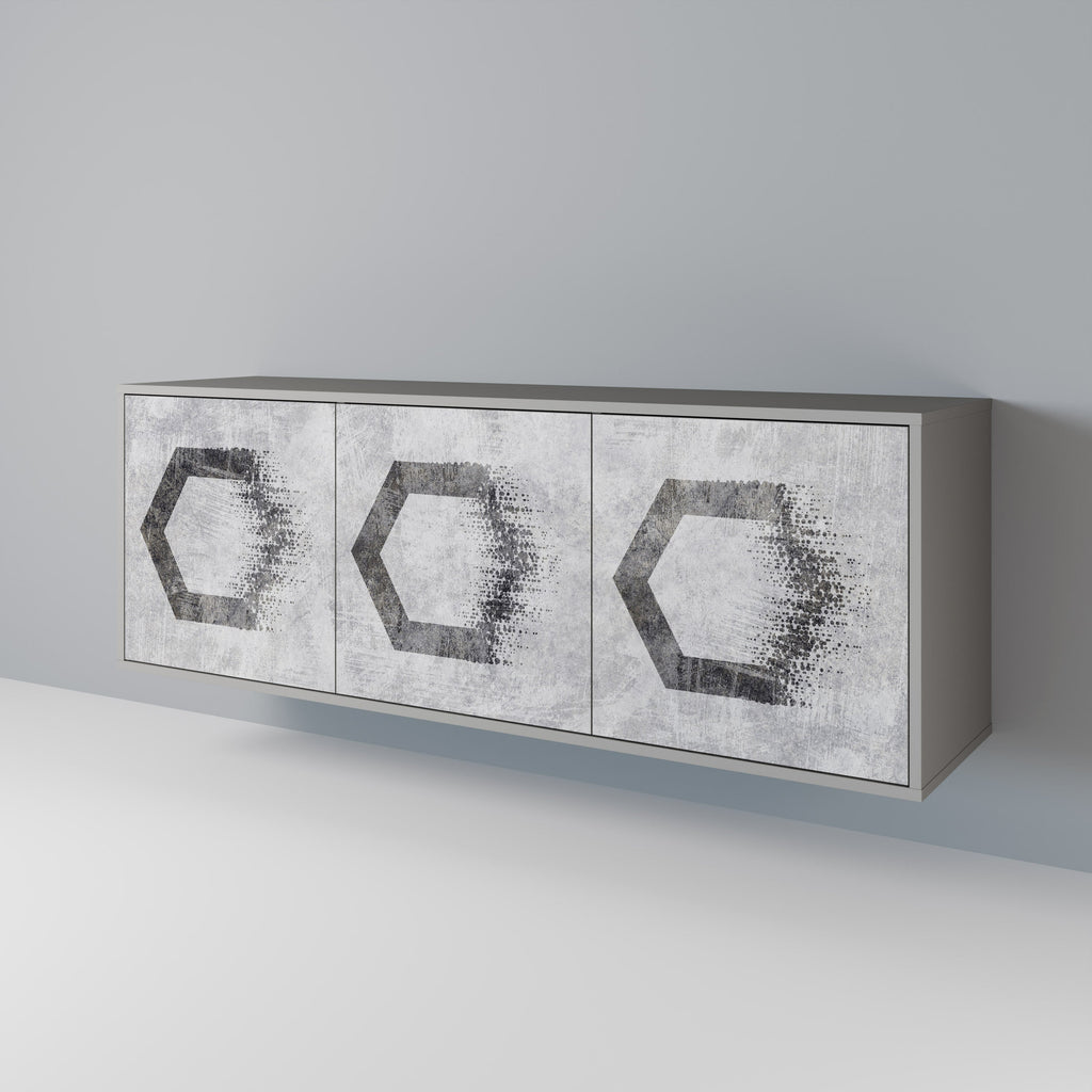 HEXAGONAL FIGURES Sideboard mit 3 Türen in Grau