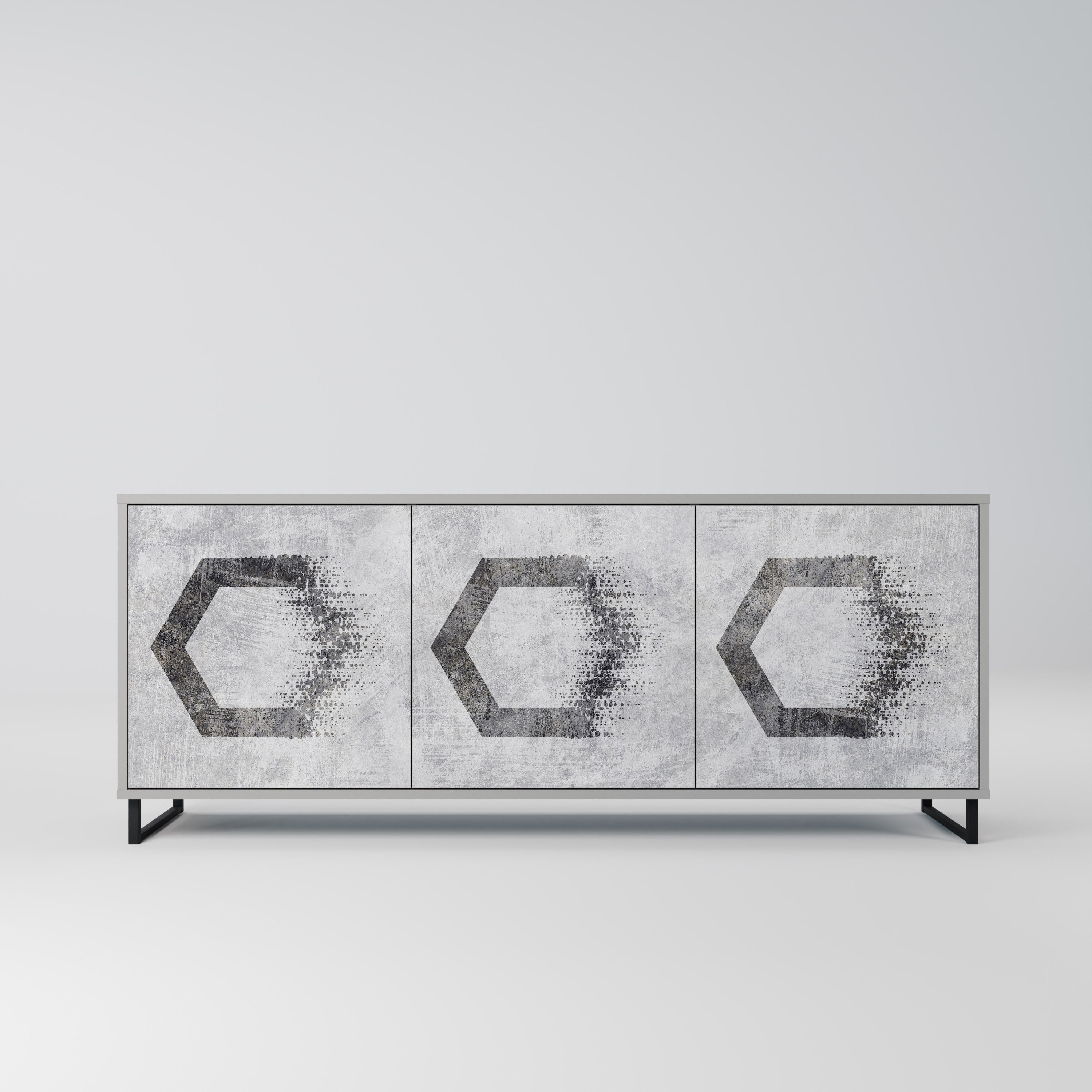 HEXAGONAL FIGURES Sideboard mit 3 Türen in Grau