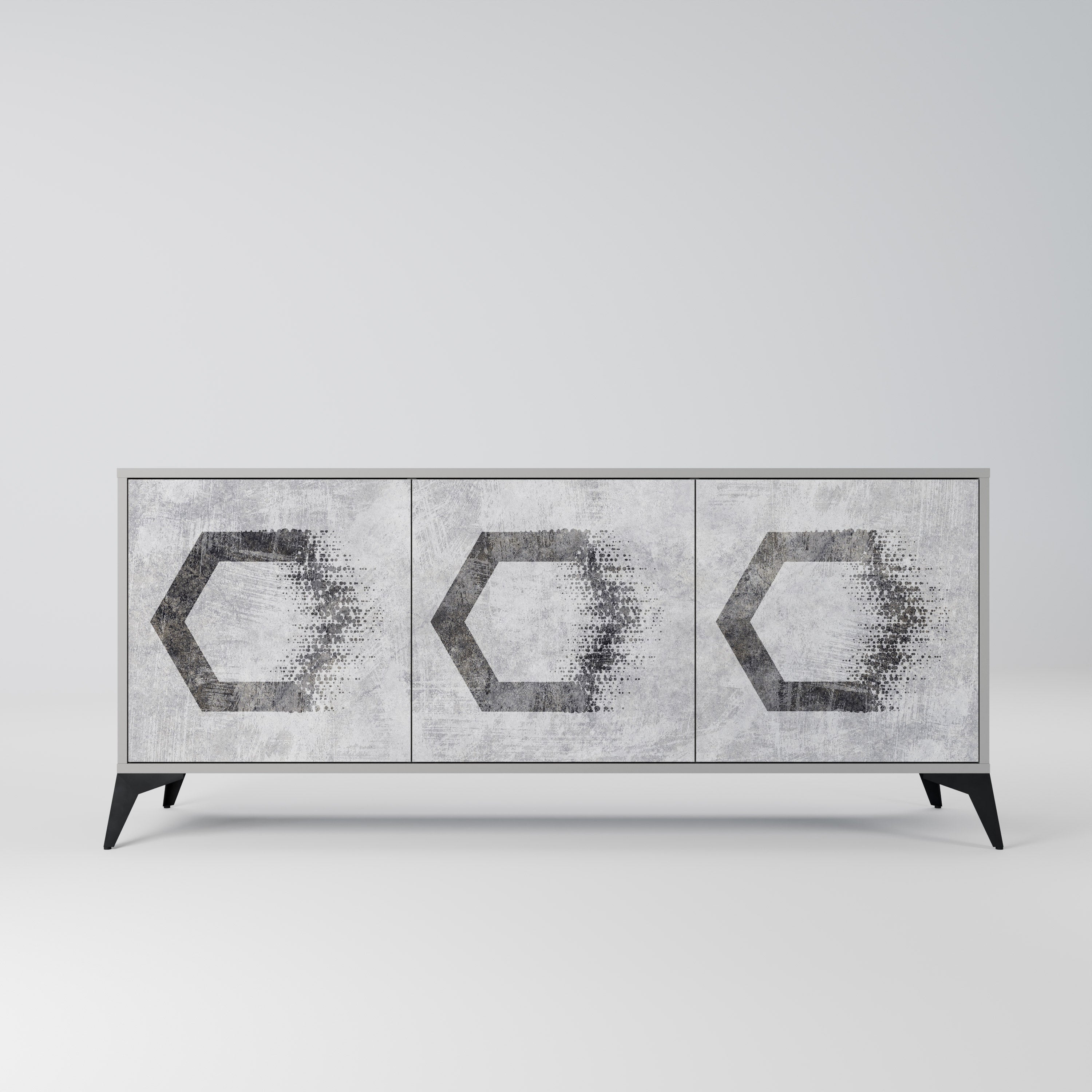 HEXAGONAL FIGURES Sideboard mit 3 Türen in Grau