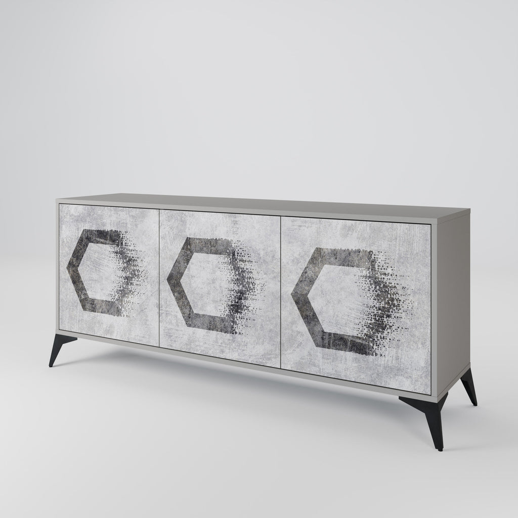 HEXAGONAL FIGURES Sideboard mit 3 Türen in Grau