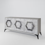 HEXAGONAL FIGURES Sideboard mit 3 Türen in Grau