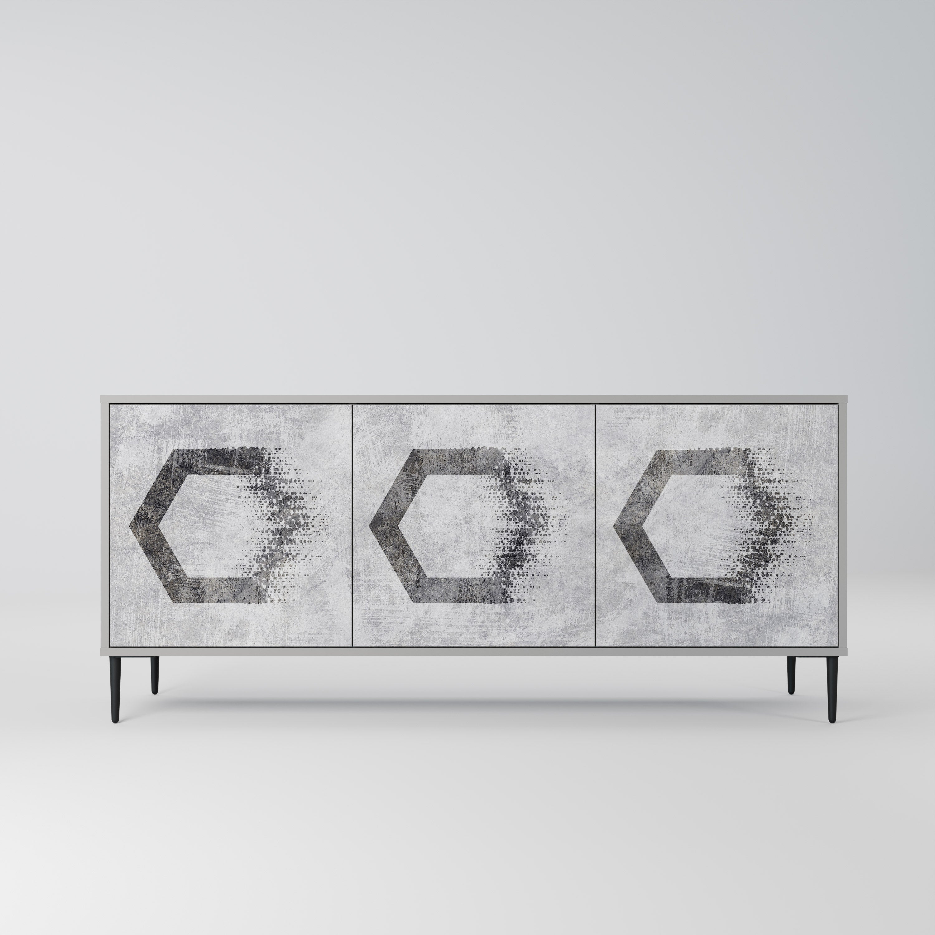 HEXAGONAL FIGURES Sideboard mit 3 Türen in Grau