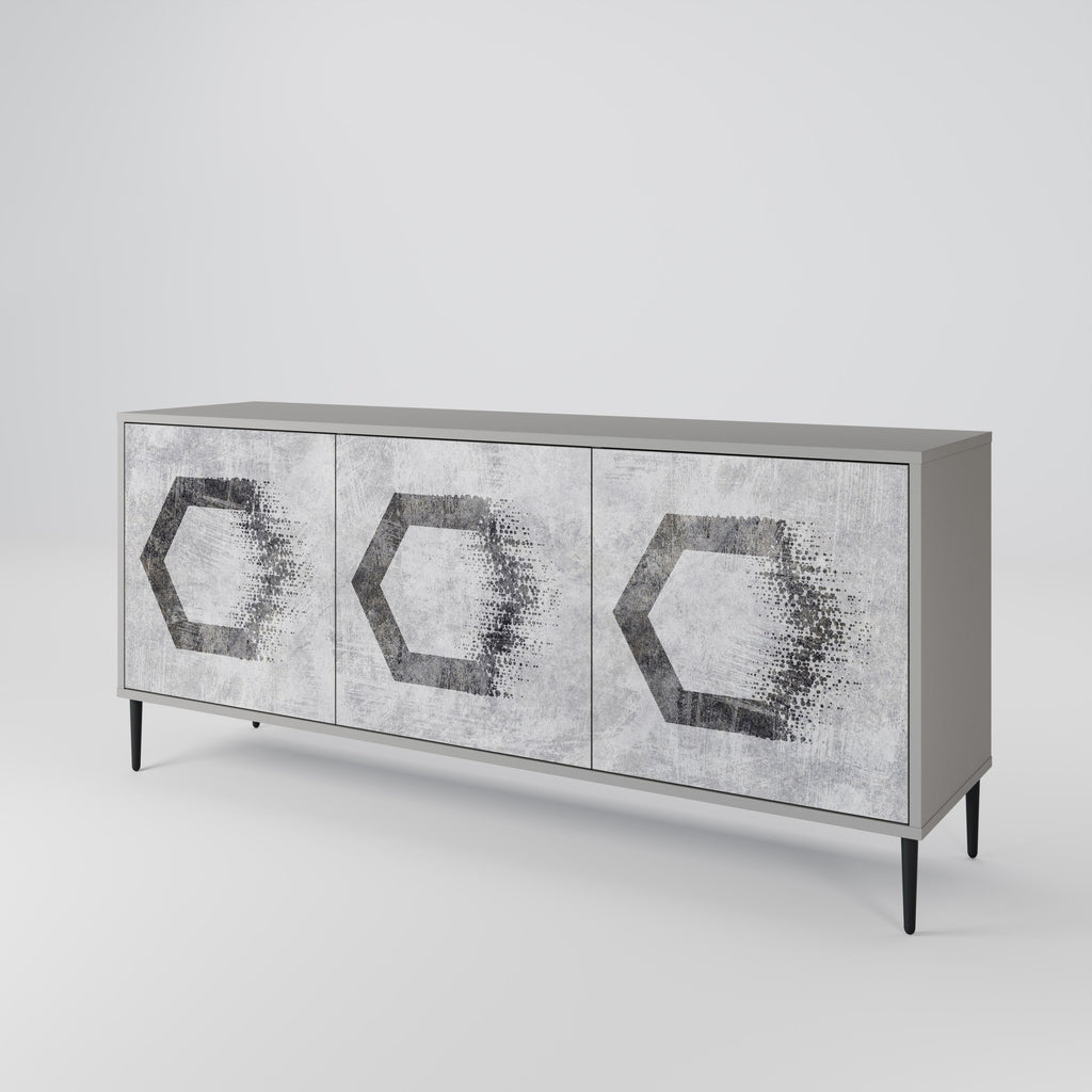 HEXAGONAL FIGURES Sideboard mit 3 Türen in Grau
