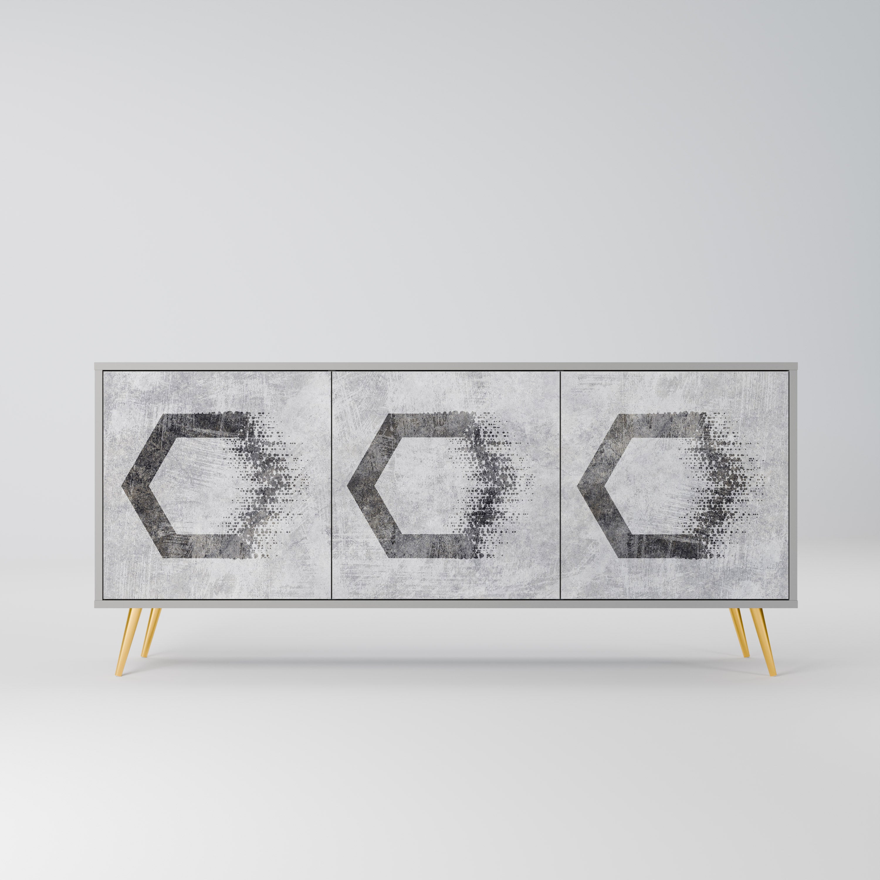 HEXAGONAL FIGURES Sideboard mit 3 Türen in Grau