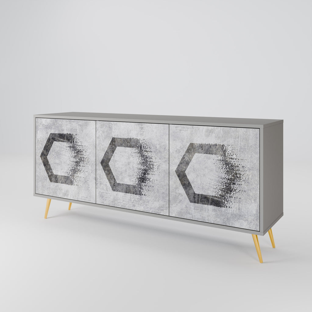 HEXAGONAL FIGURES Sideboard mit 3 Türen in Grau
