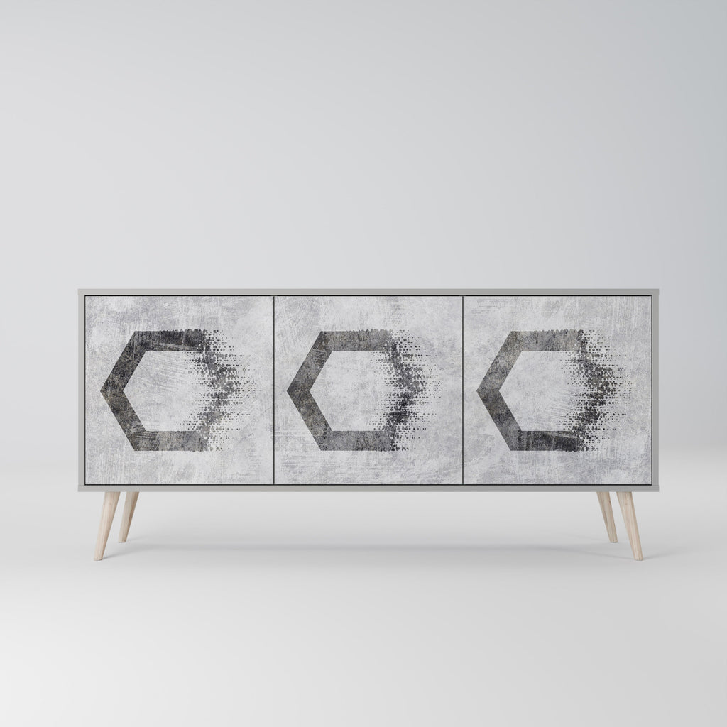 HEXAGONAL FIGURES Sideboard mit 3 Türen in Grau