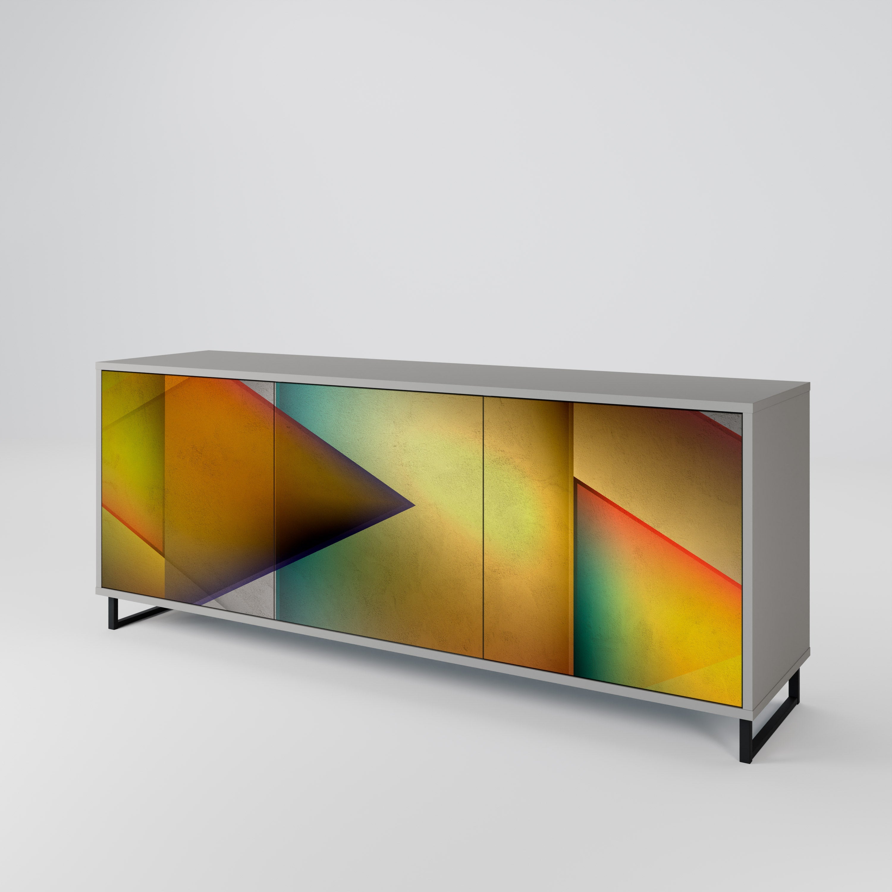 PIERCING SHARPNESS 3-Door Sideboard in Grey Finish