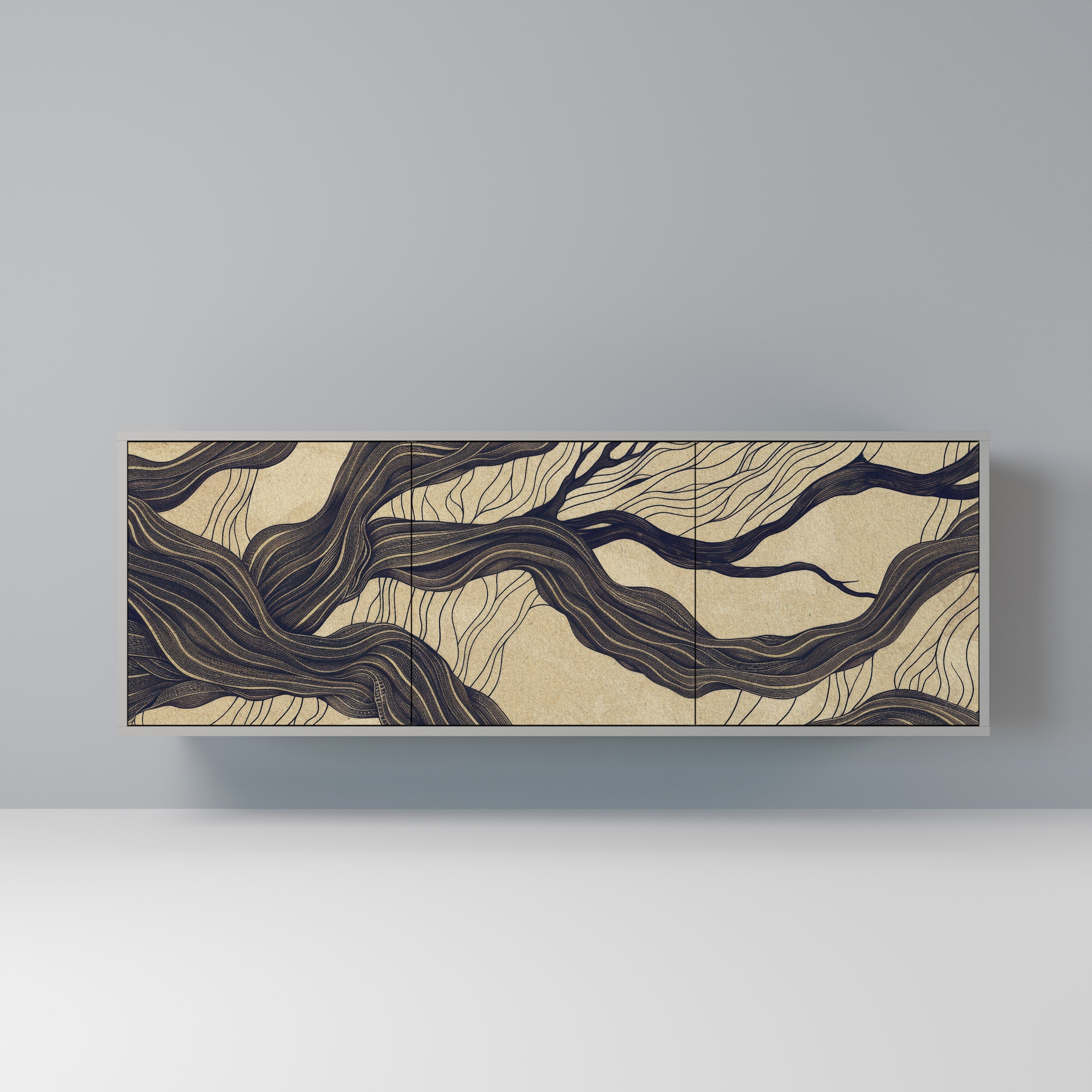 UNIFIED FRAGMENTS Sideboard mit 3 Türen in Grau