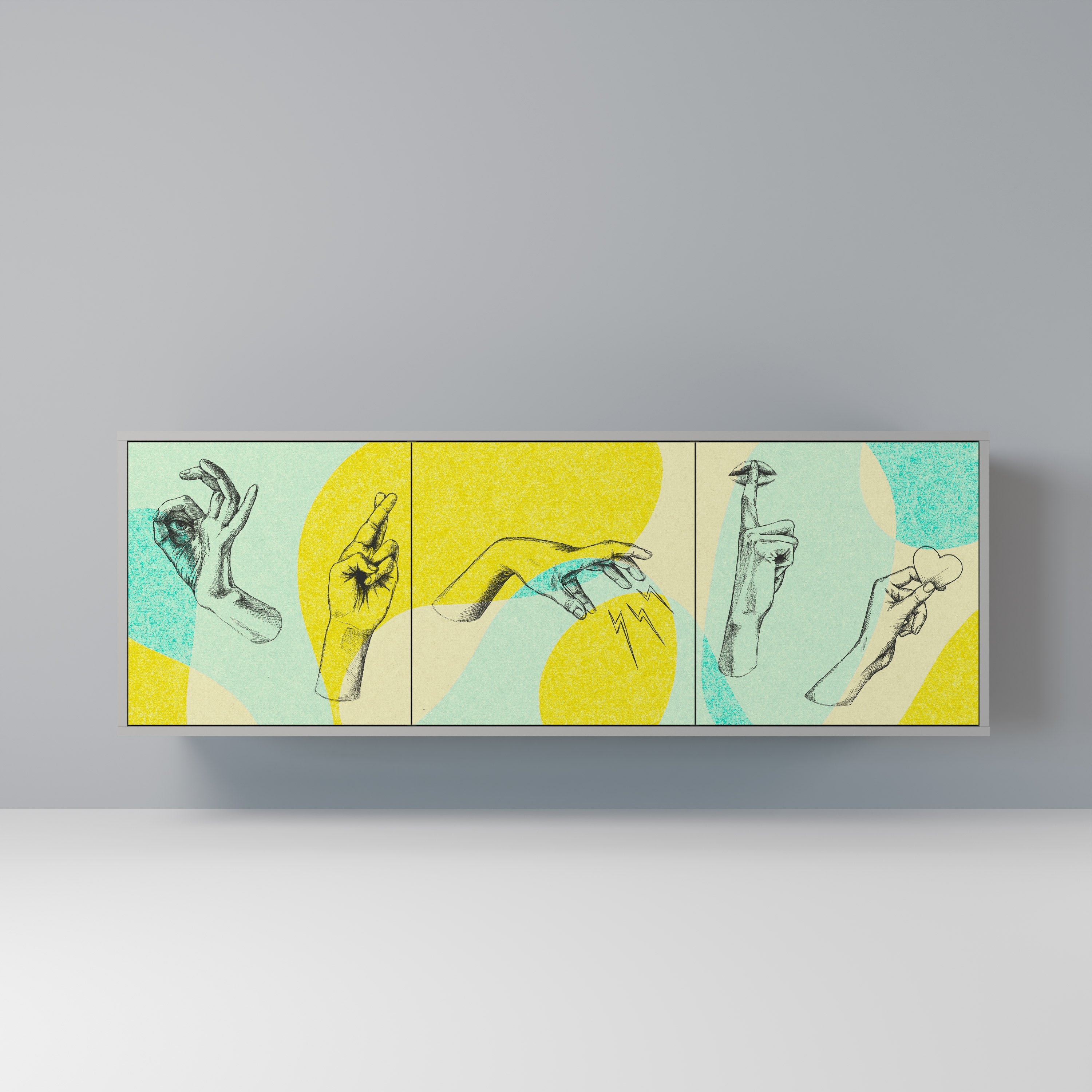 BODY LANGUAGE Sideboard mit 3 Türen in Grau