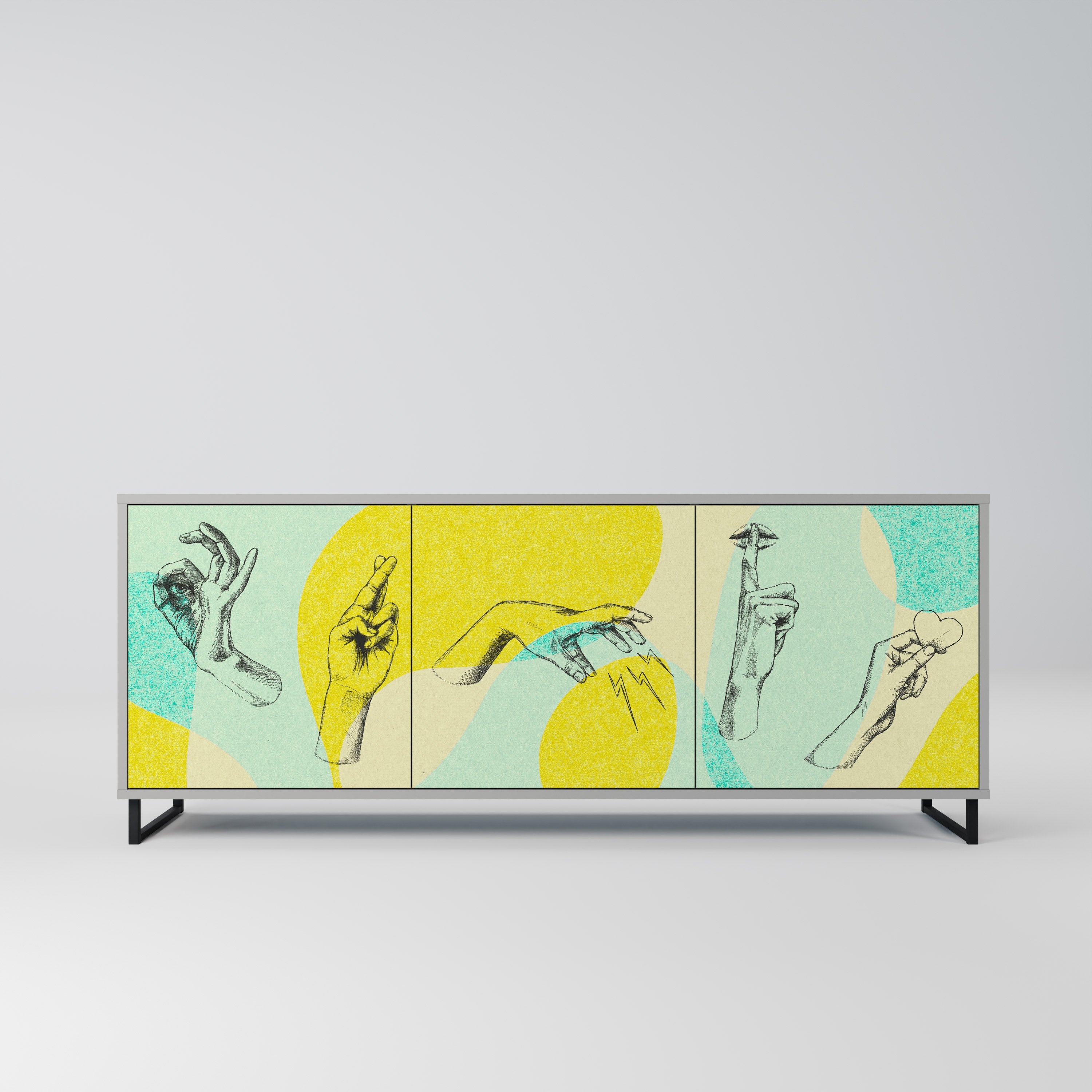 BODY LANGUAGE Sideboard mit 3 Türen in Grau