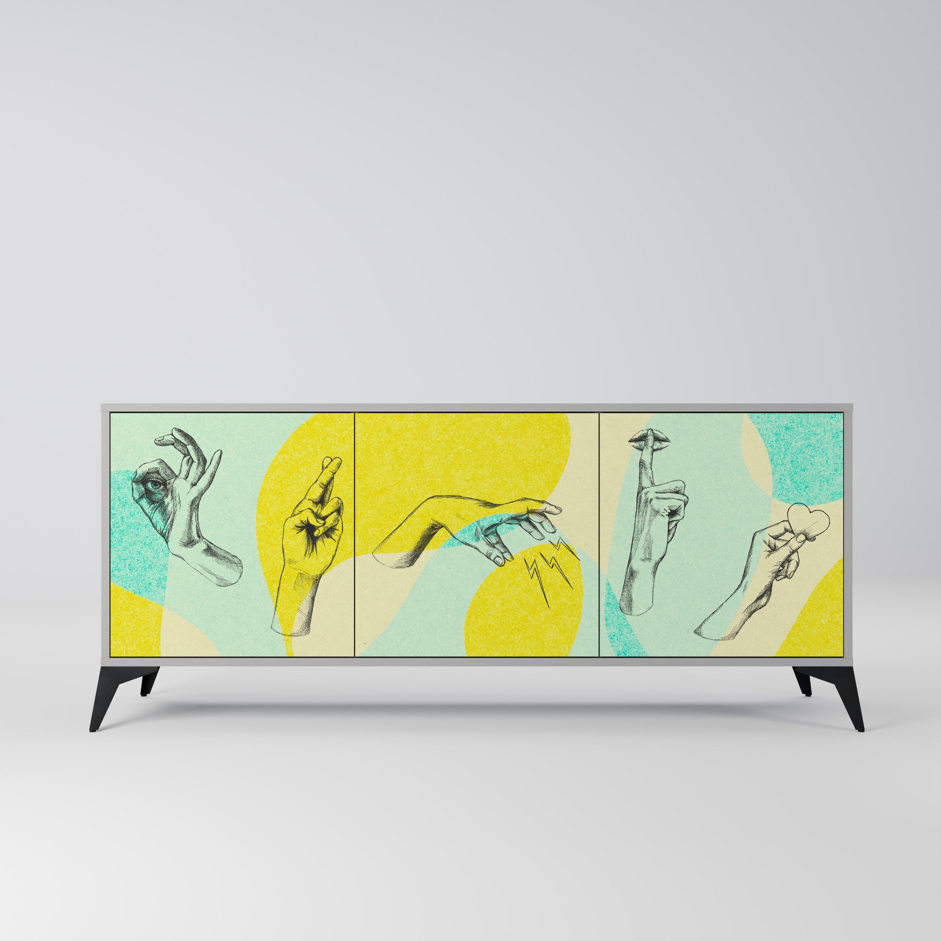 BODY LANGUAGE Sideboard mit 3 Türen in Grau