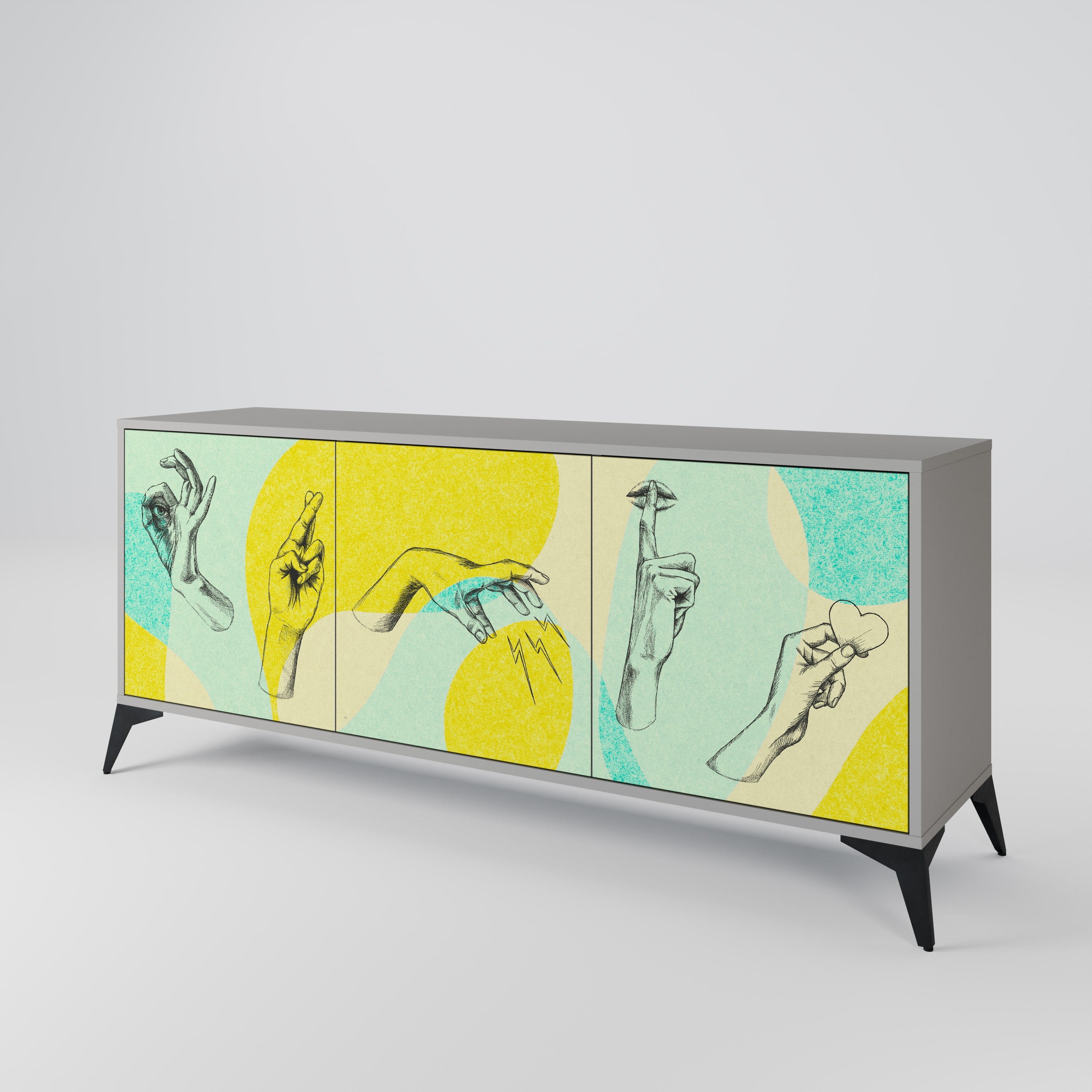BODY LANGUAGE Sideboard mit 3 Türen in Grau