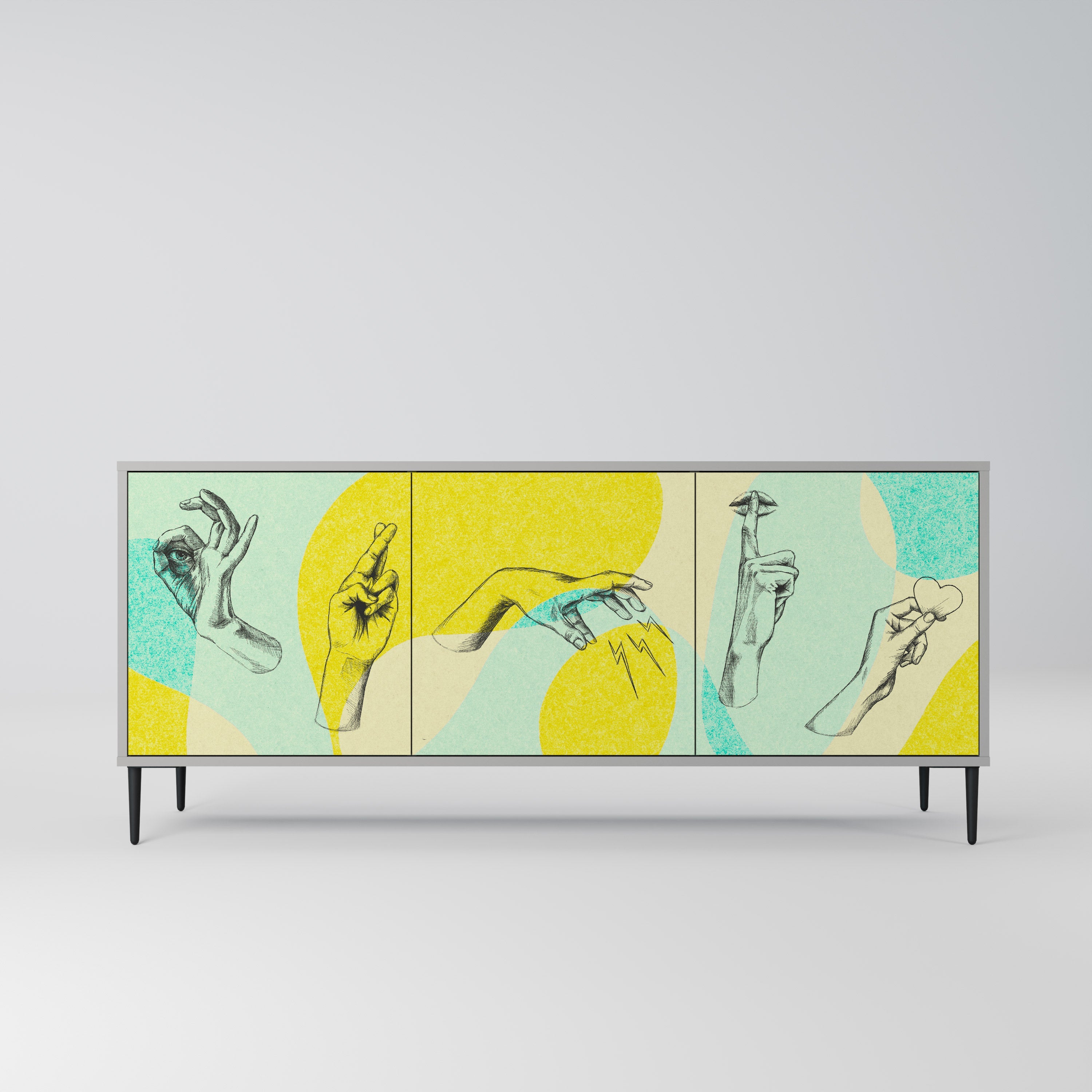 BODY LANGUAGE Sideboard mit 3 Türen in Grau