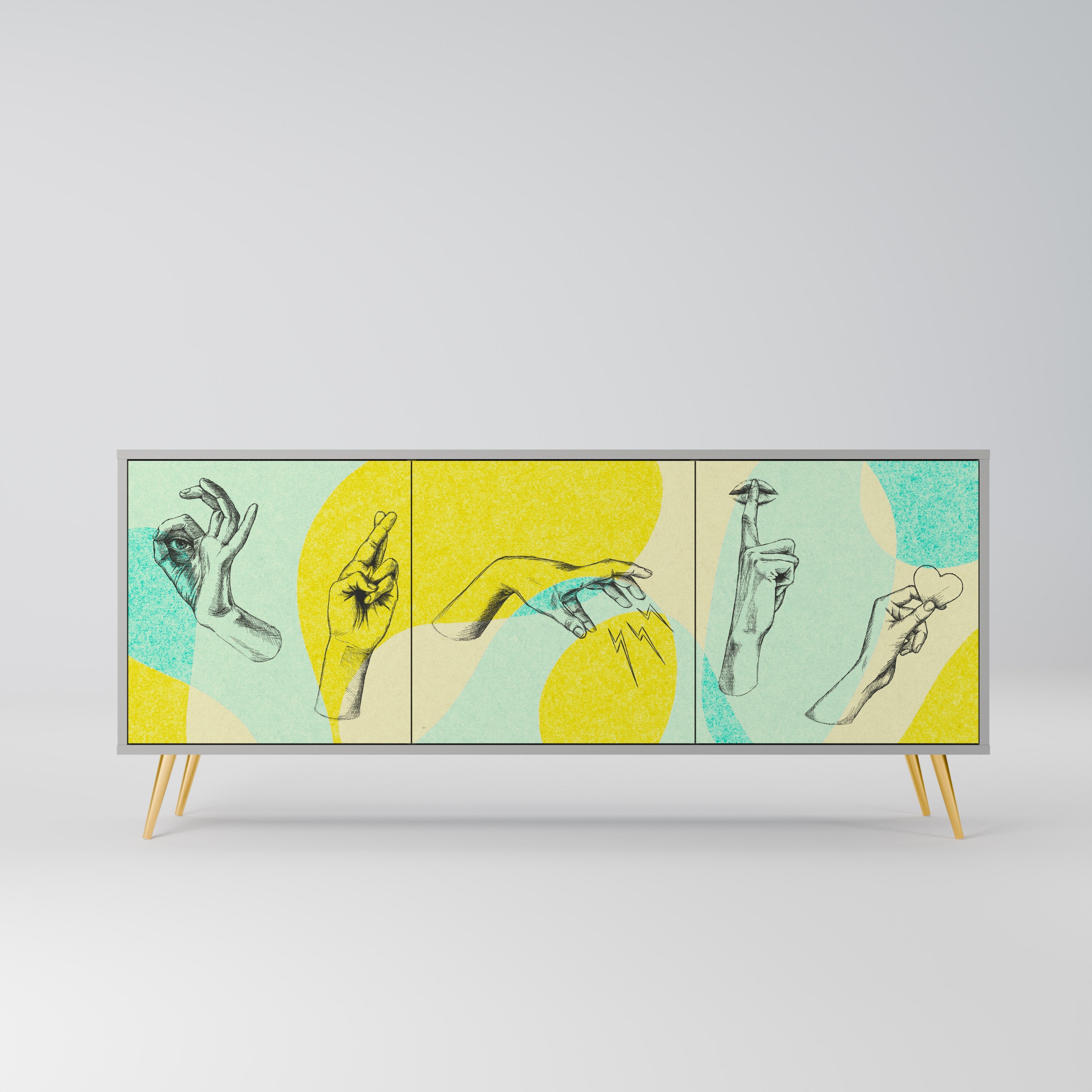 BODY LANGUAGE Sideboard mit 3 Türen in Grau