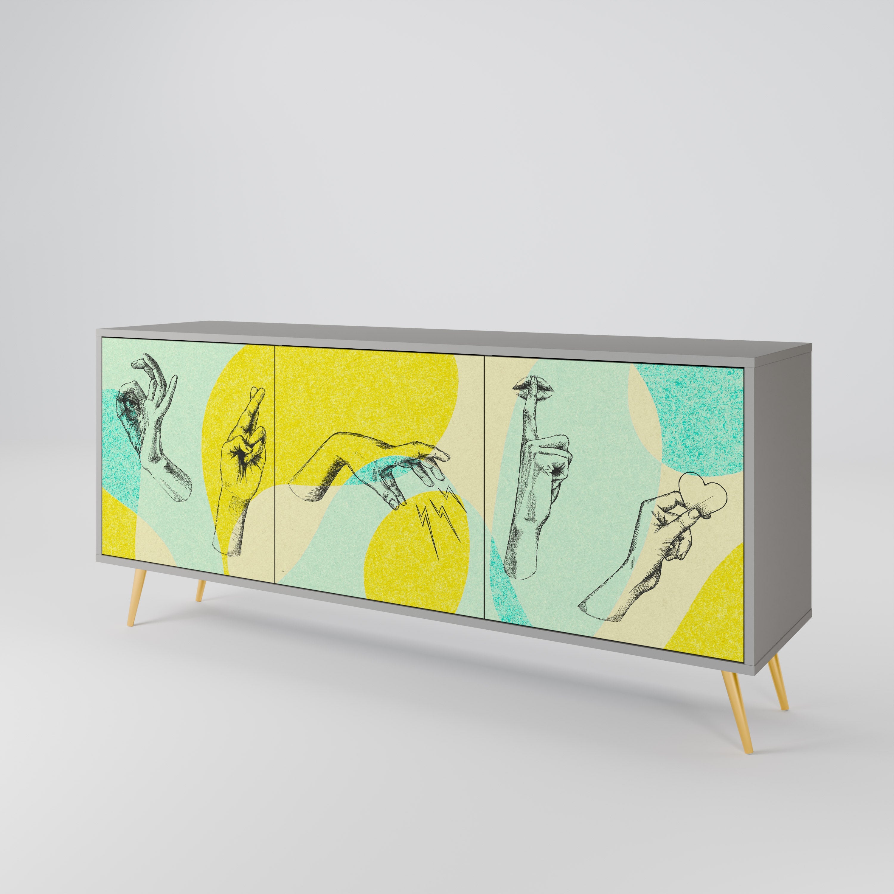 BODY LANGUAGE Sideboard mit 3 Türen in Grau