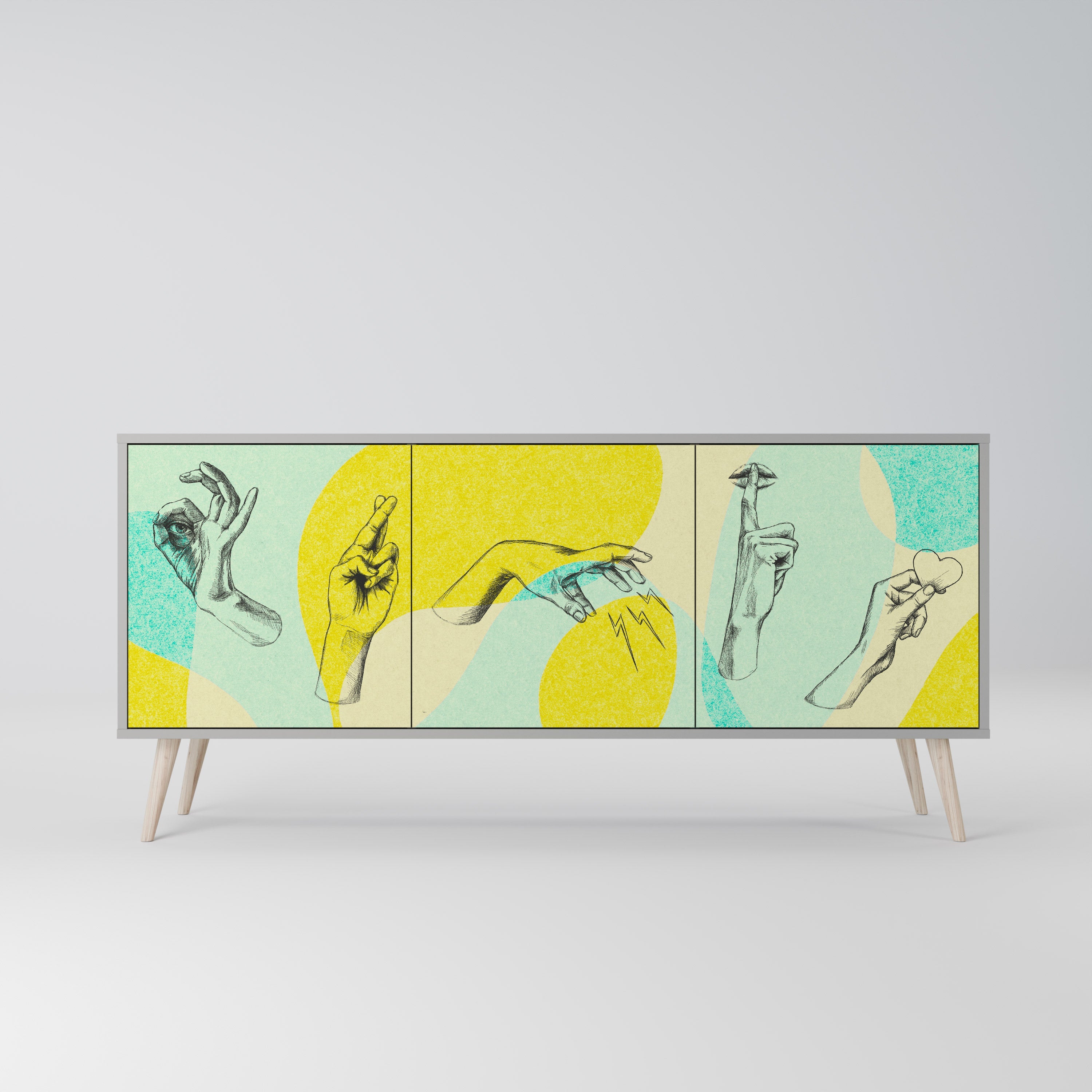 BODY LANGUAGE Sideboard mit 3 Türen in Grau