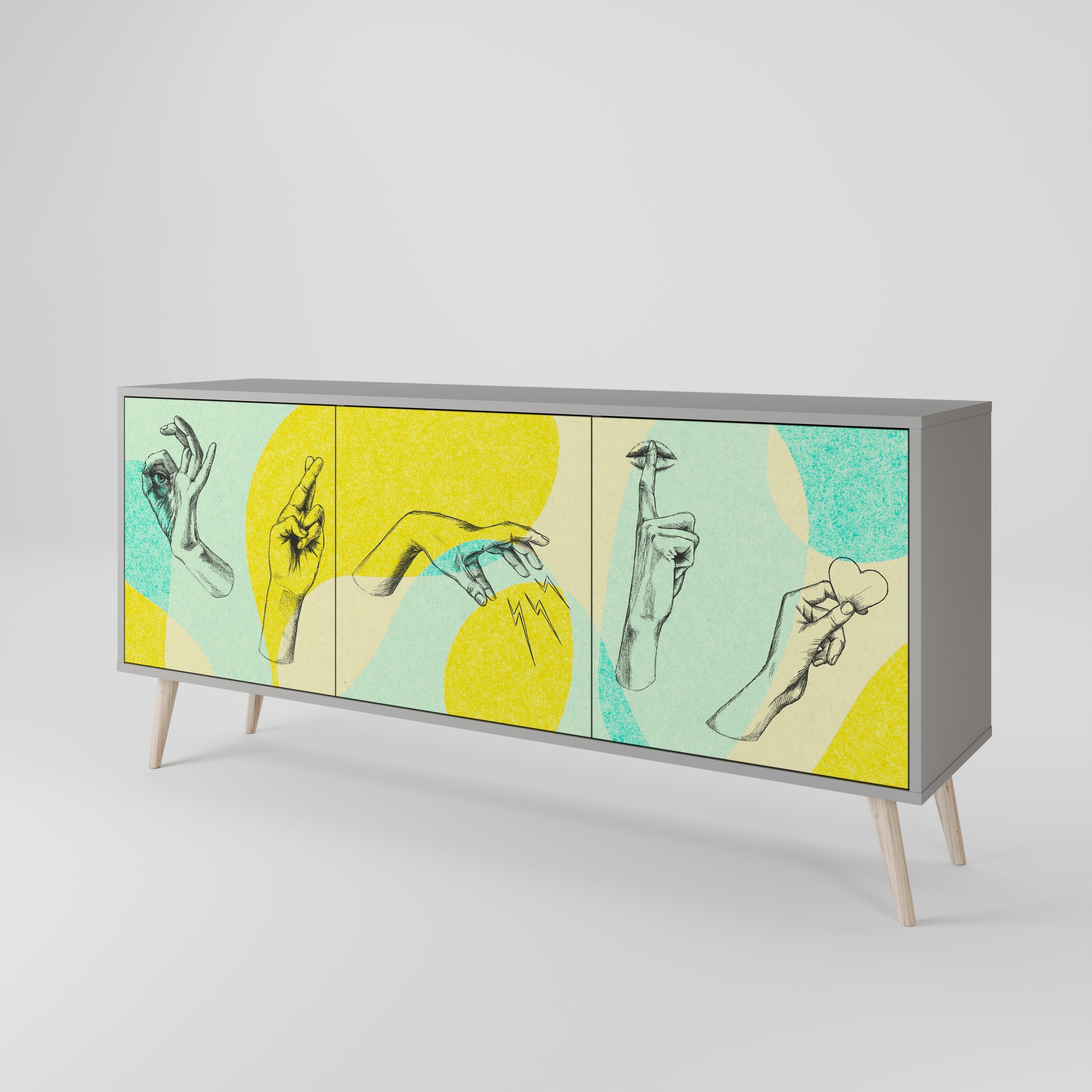 BODY LANGUAGE Sideboard mit 3 Türen in Grau