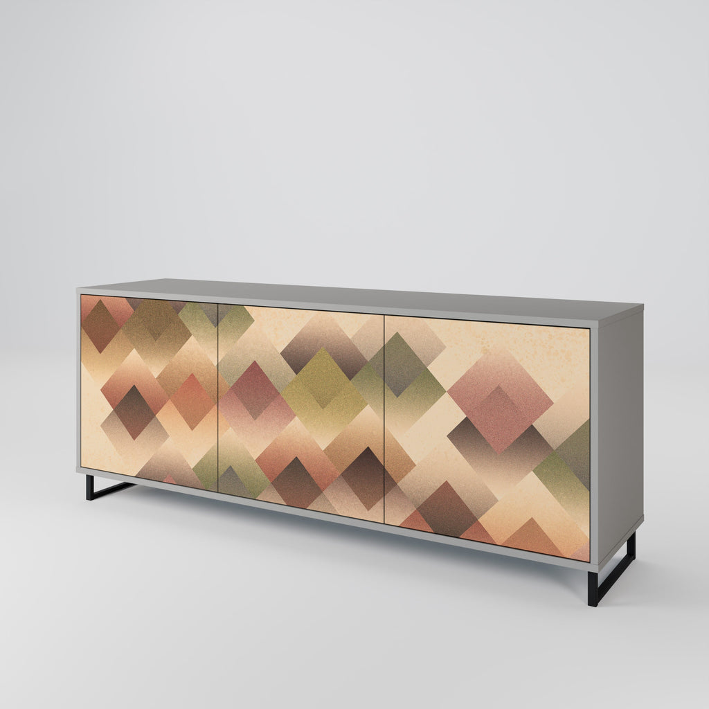 GEOMETRIC FUSION 3-Door Sideboard in Grey Finish