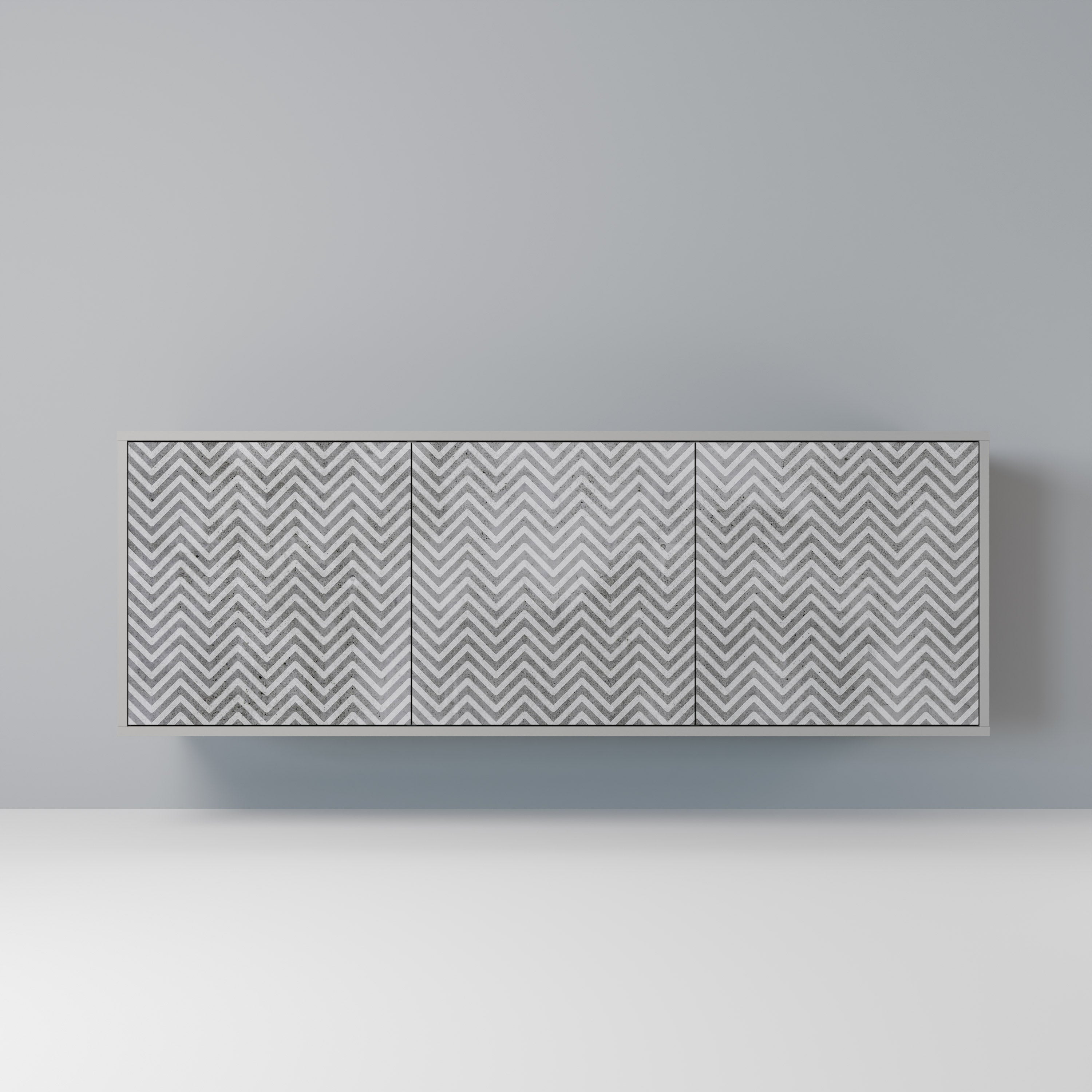CONCRETE ZIG ZAG Sideboard mit 3 Türen in Grau