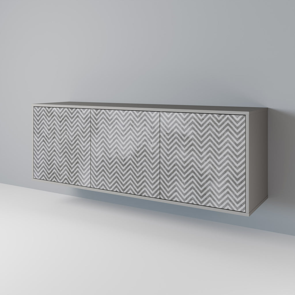 CONCRETE ZIG ZAG Sideboard mit 3 Türen in Grau