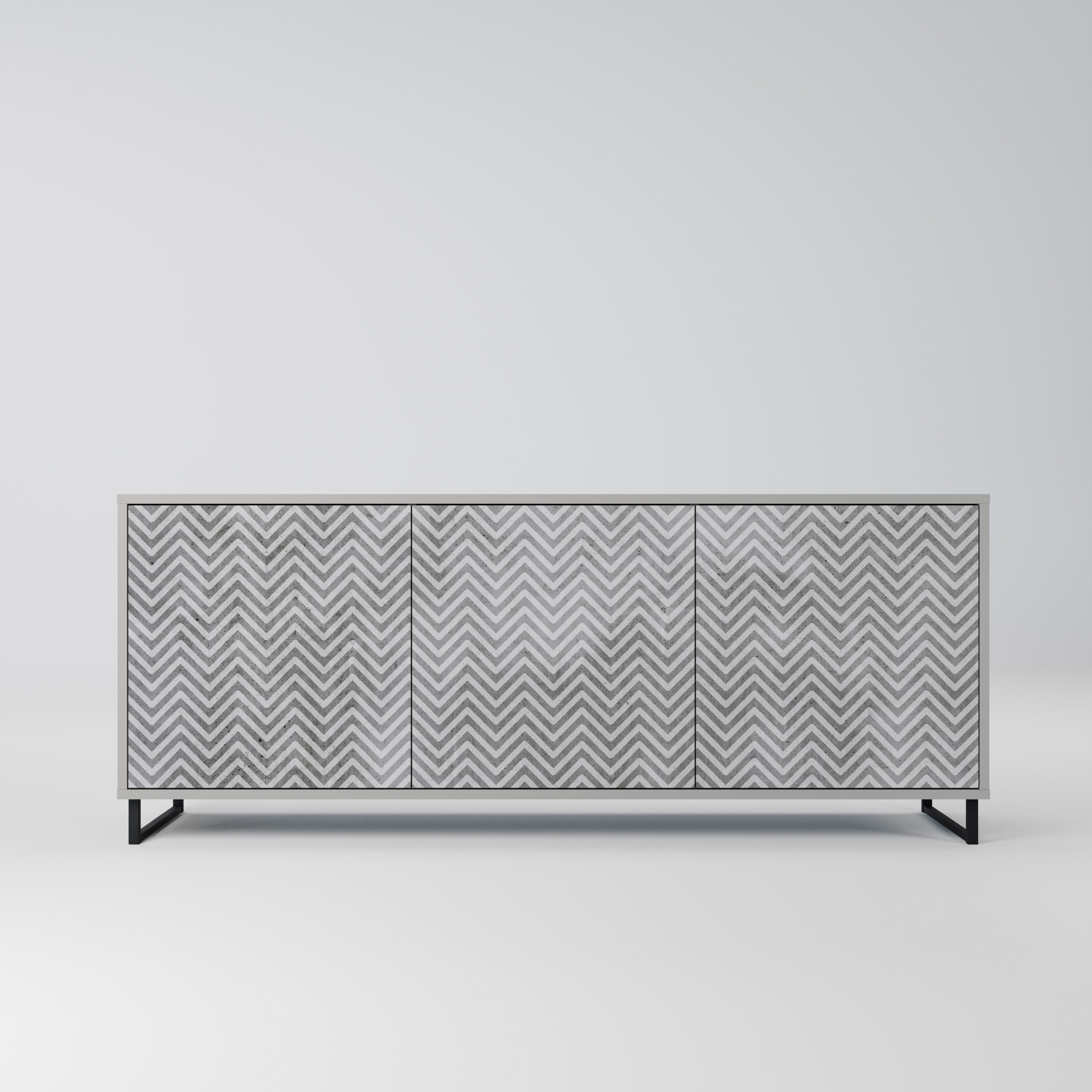 CONCRETE ZIG ZAG Sideboard mit 3 Türen in Grau