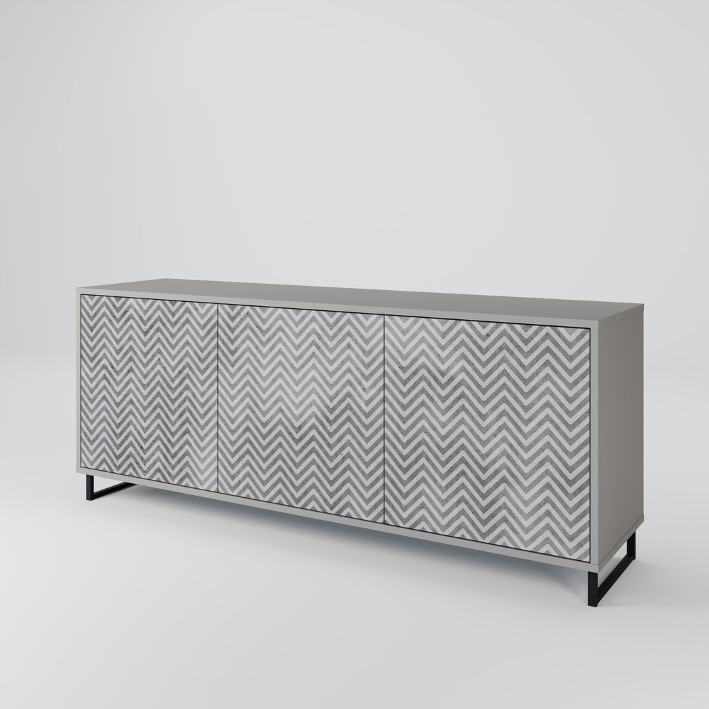 CONCRETE ZIG ZAG Sideboard mit 3 Türen in Grau