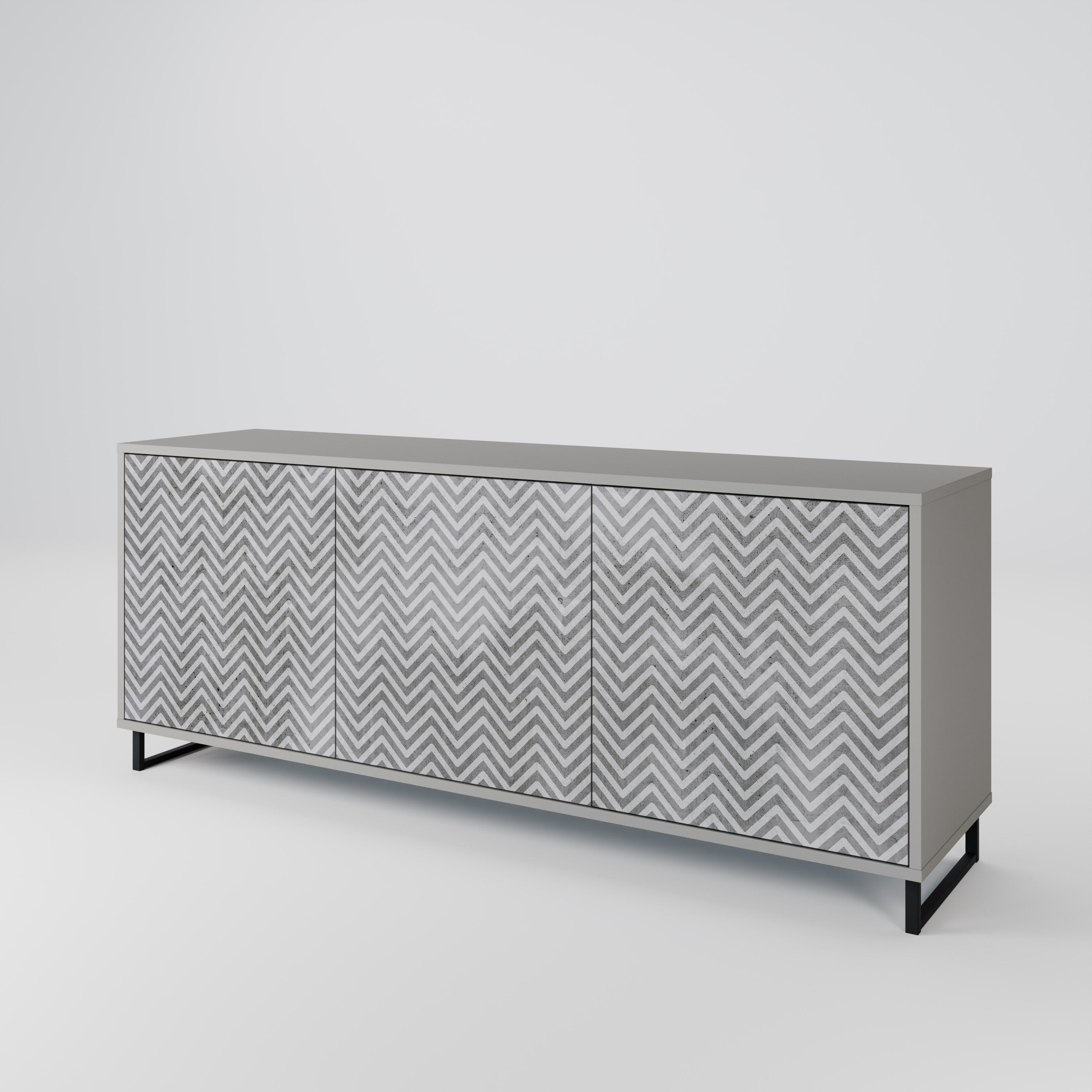 CONCRETE ZIG ZAG Sideboard mit 3 Türen in Grau