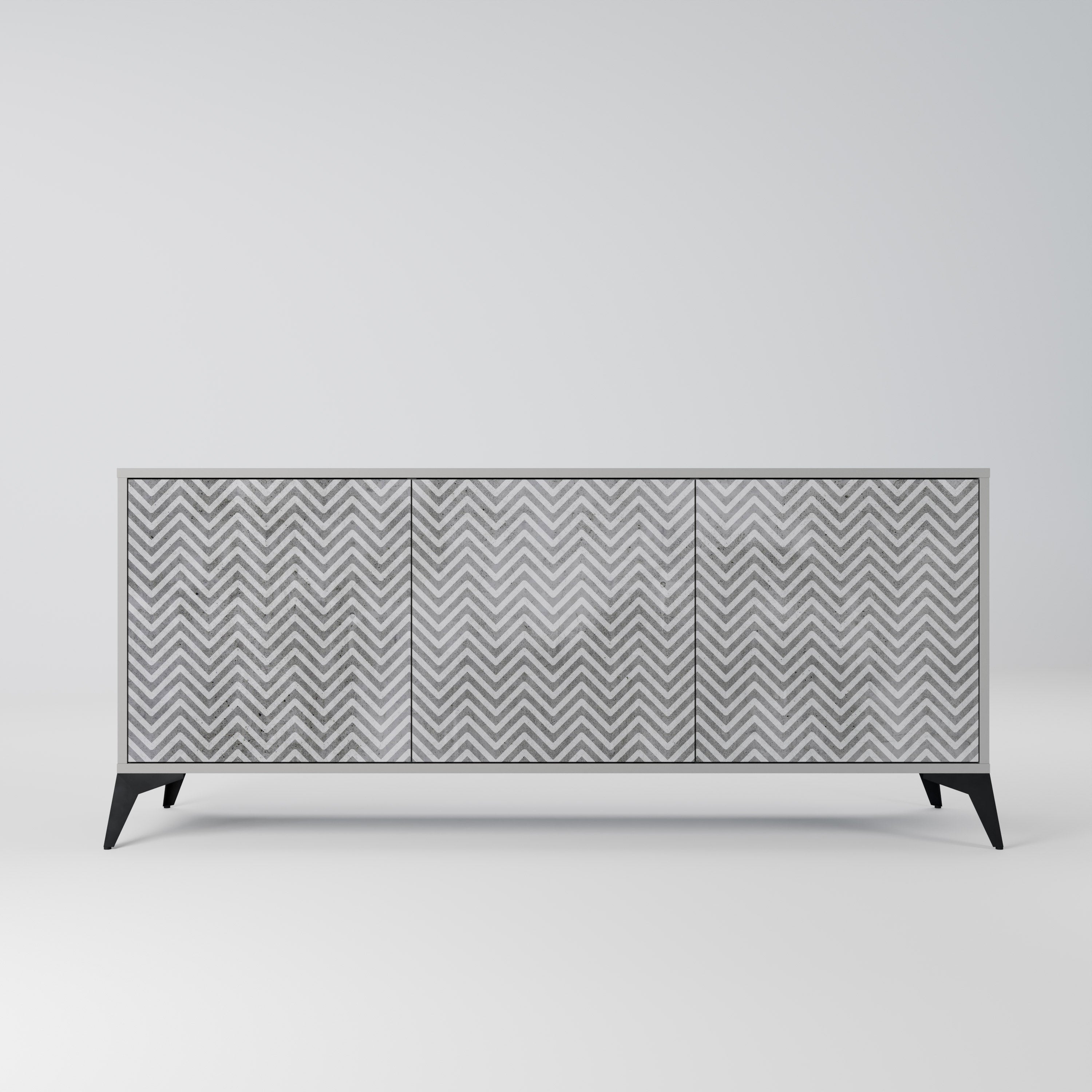 CONCRETE ZIG ZAG Sideboard mit 3 Türen in Grau