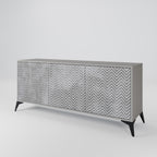 CONCRETE ZIG ZAG Sideboard mit 3 Türen in Grau