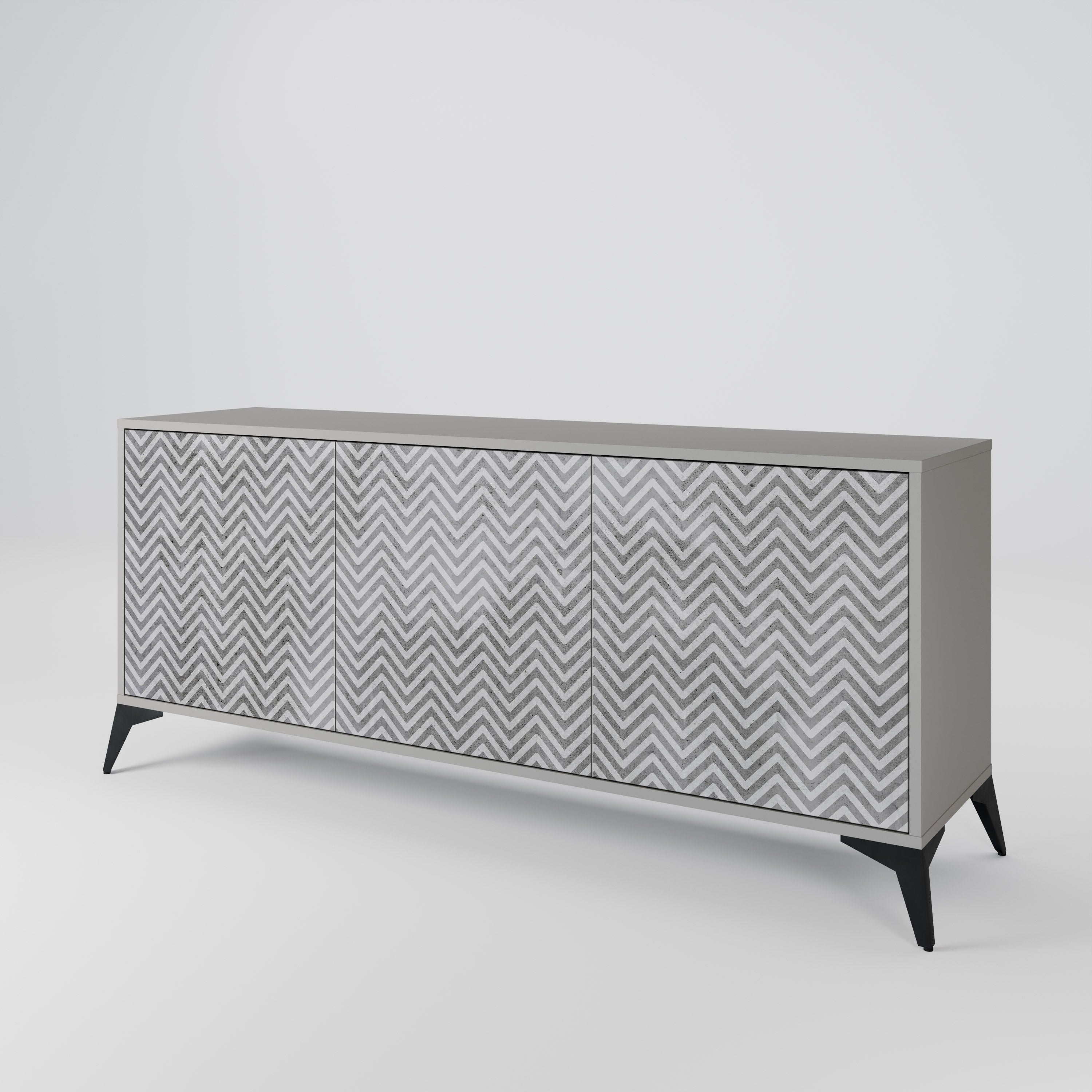 CONCRETE ZIG ZAG Sideboard mit 3 Türen in Grau