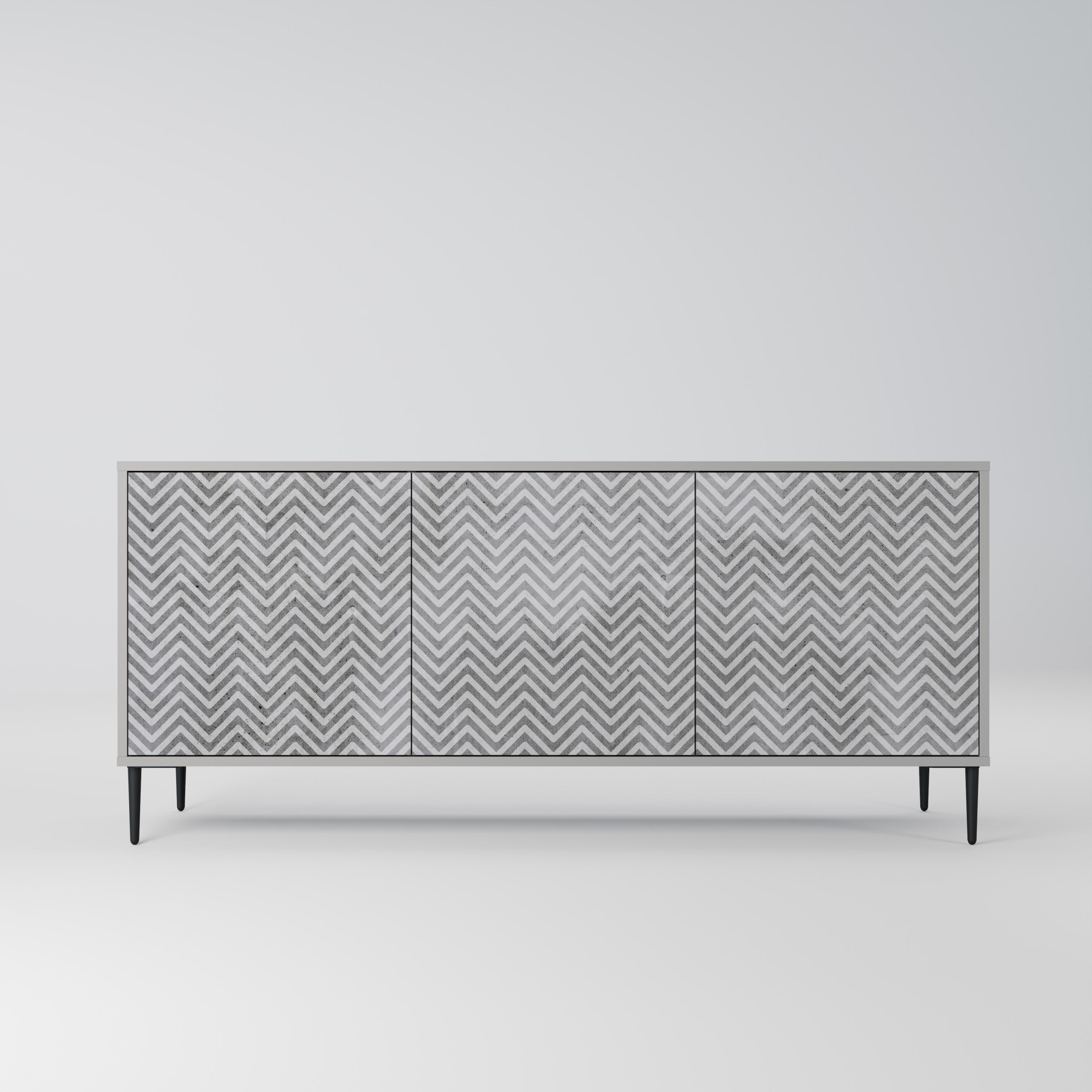 CONCRETE ZIG ZAG Sideboard mit 3 Türen in Grau