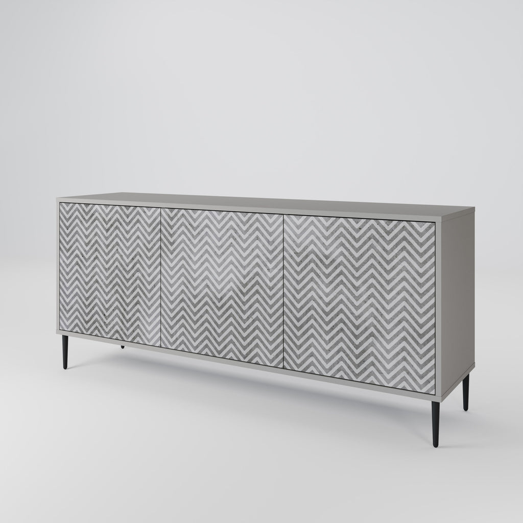 CONCRETE ZIG ZAG Sideboard mit 3 Türen in Grau