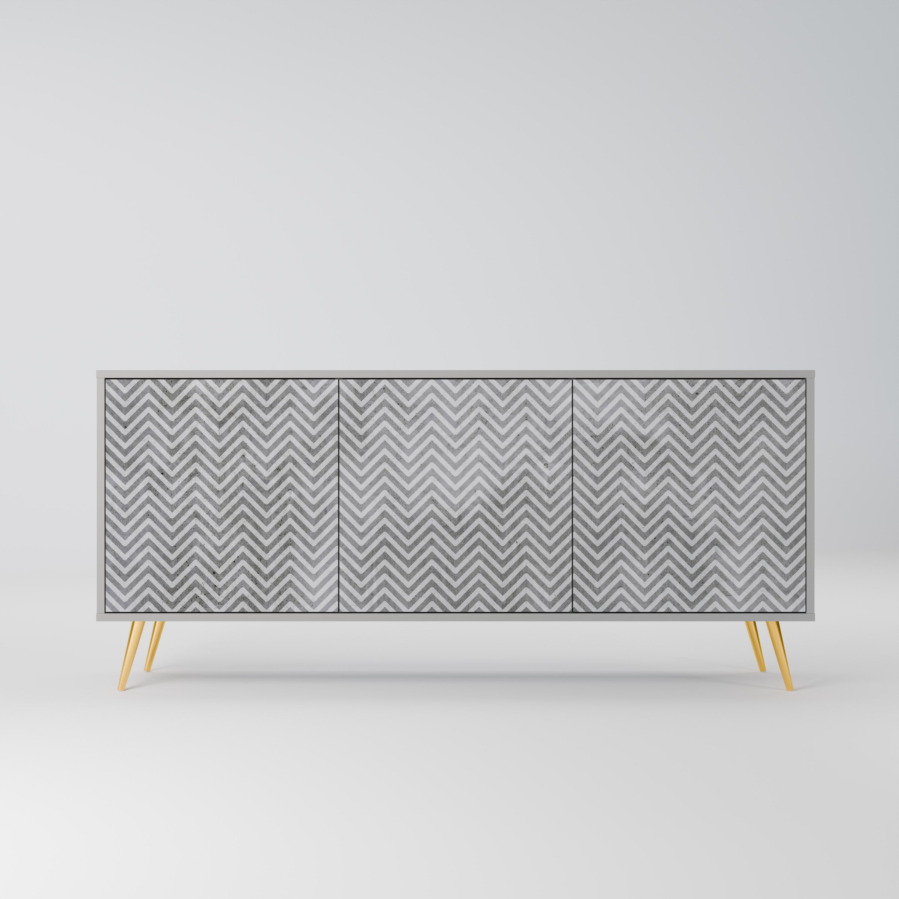 CONCRETE ZIG ZAG Sideboard mit 3 Türen in Grau