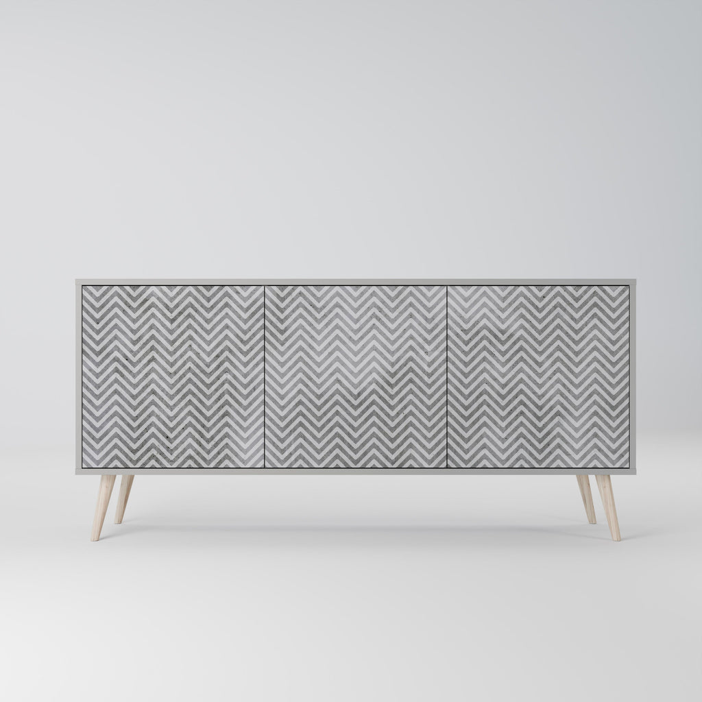 CONCRETE ZIG ZAG Sideboard mit 3 Türen in Grau