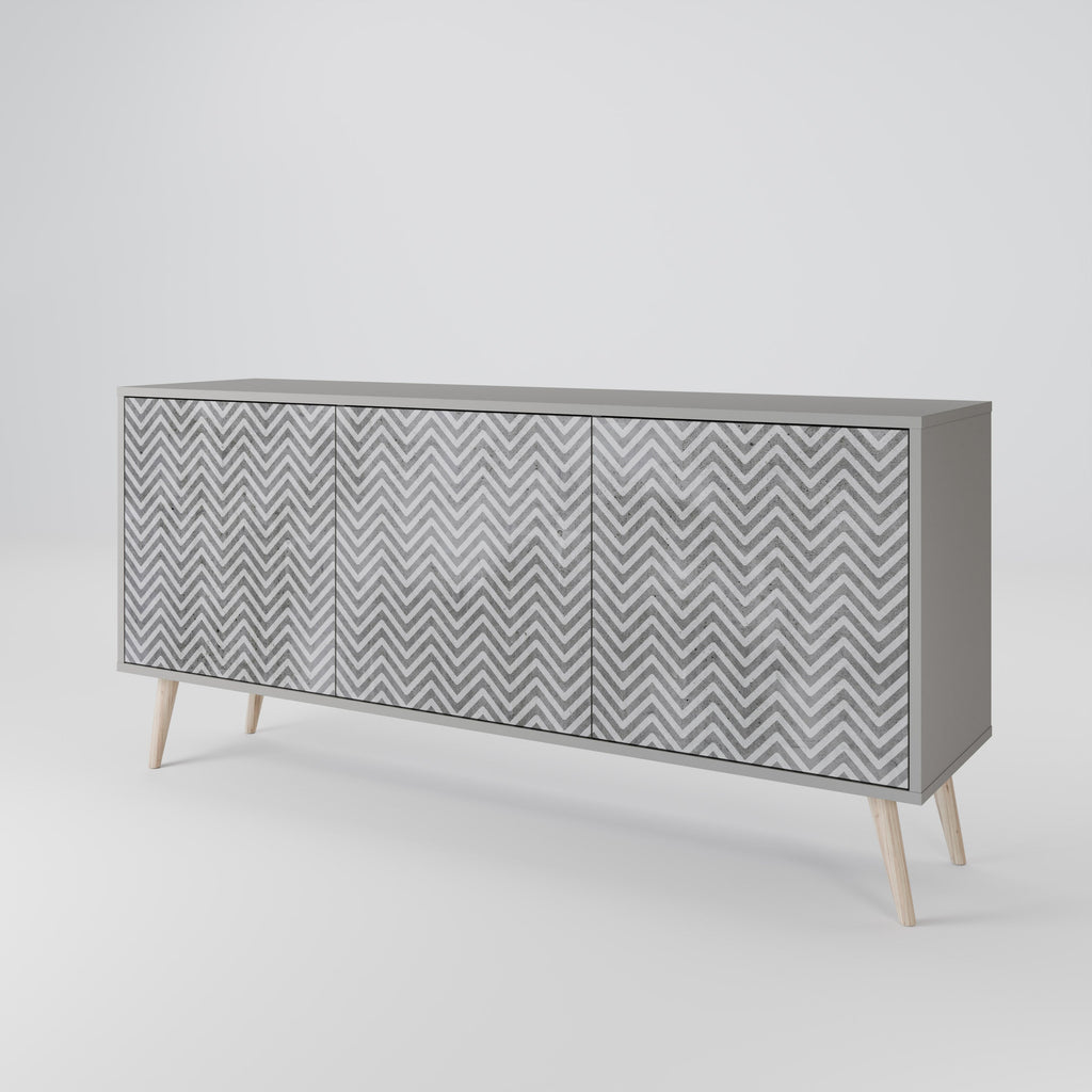 CONCRETE ZIG ZAG Sideboard mit 3 Türen in Grau