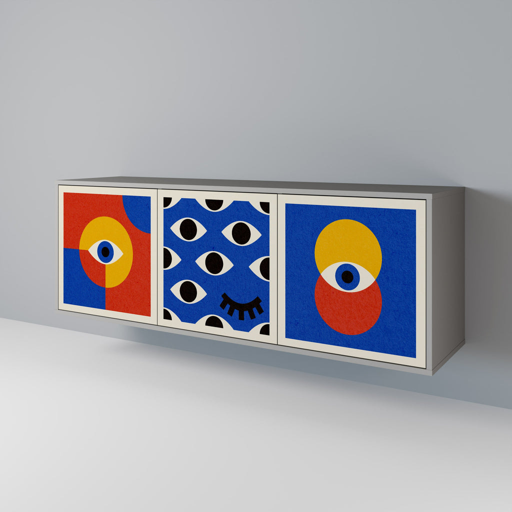 GEOMETRIC EYES Sideboard mit 3 Türen in Grau