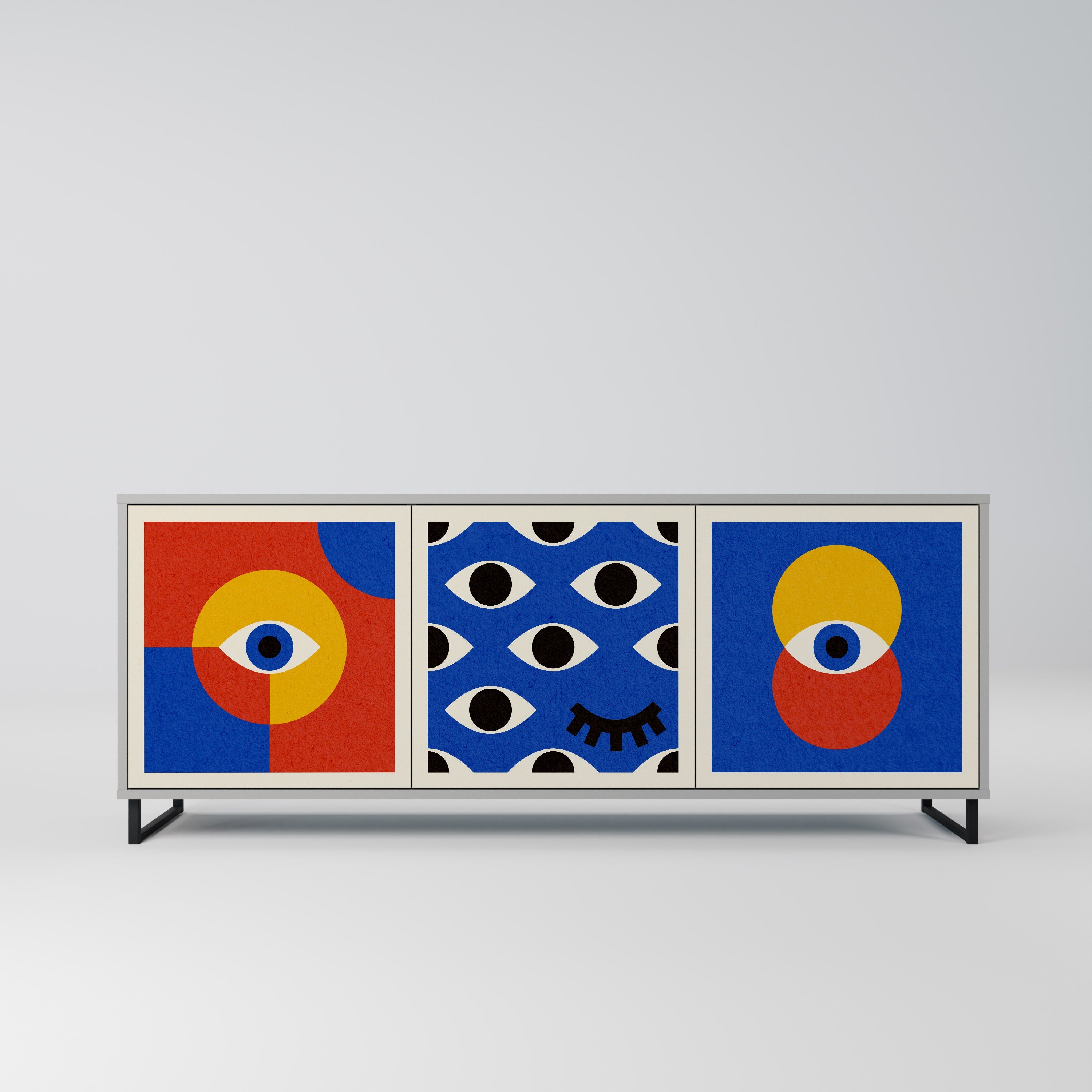 GEOMETRIC EYES Sideboard mit 3 Türen in Grau