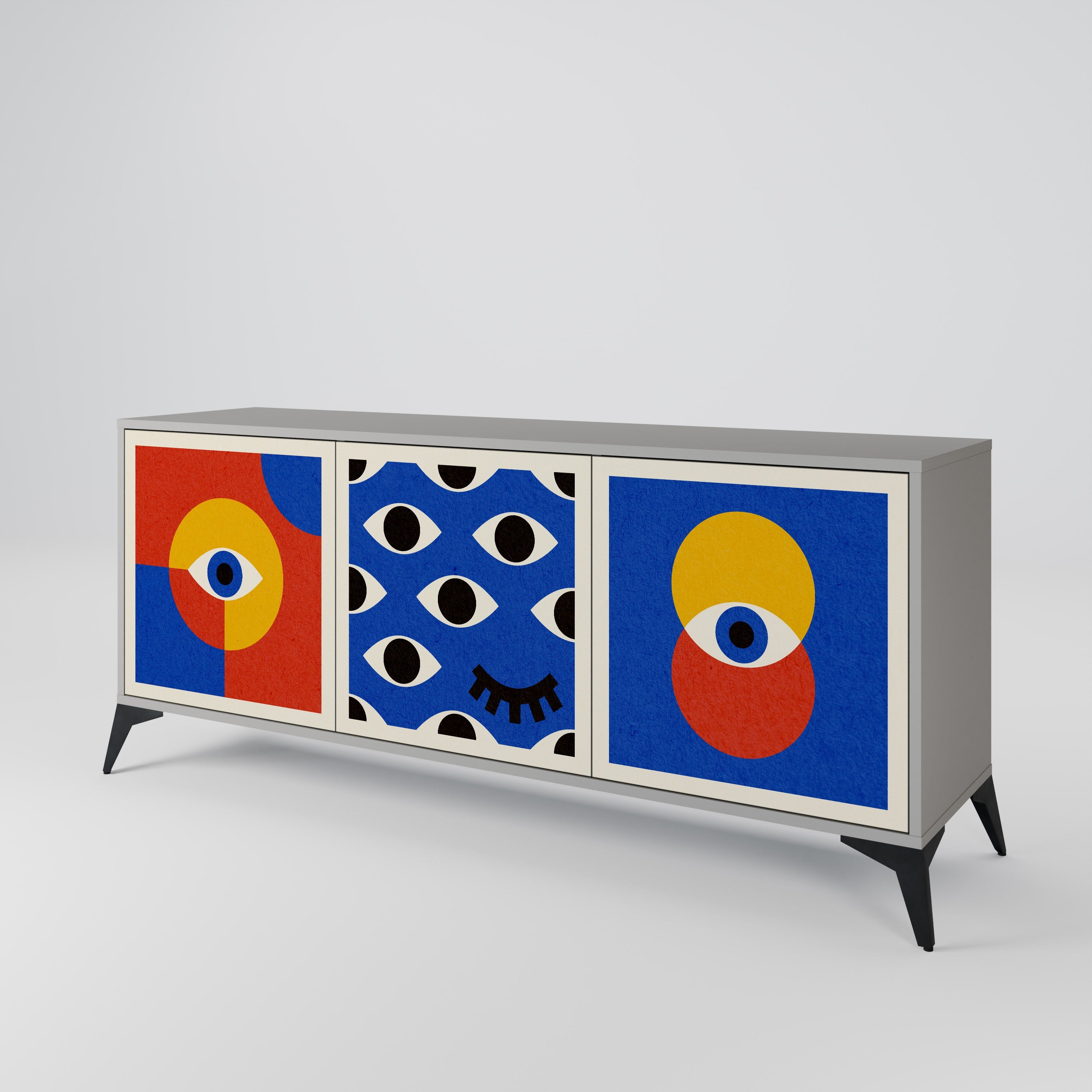 GEOMETRIC EYES Sideboard mit 3 Türen in Grau