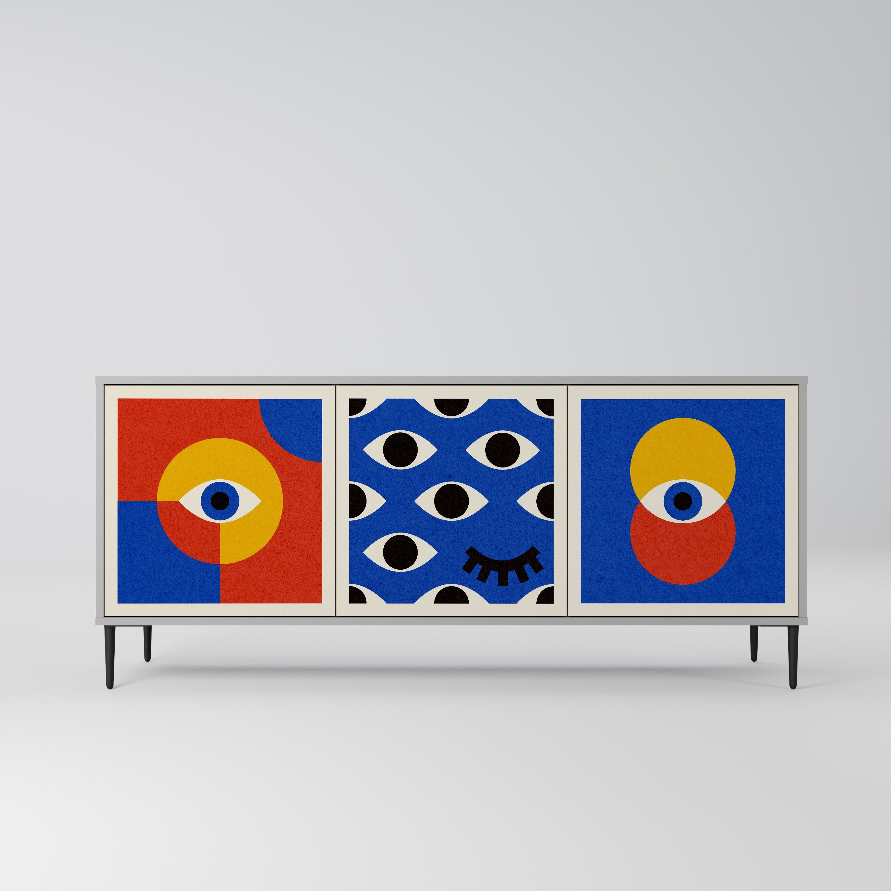 GEOMETRIC EYES Sideboard mit 3 Türen in Grau