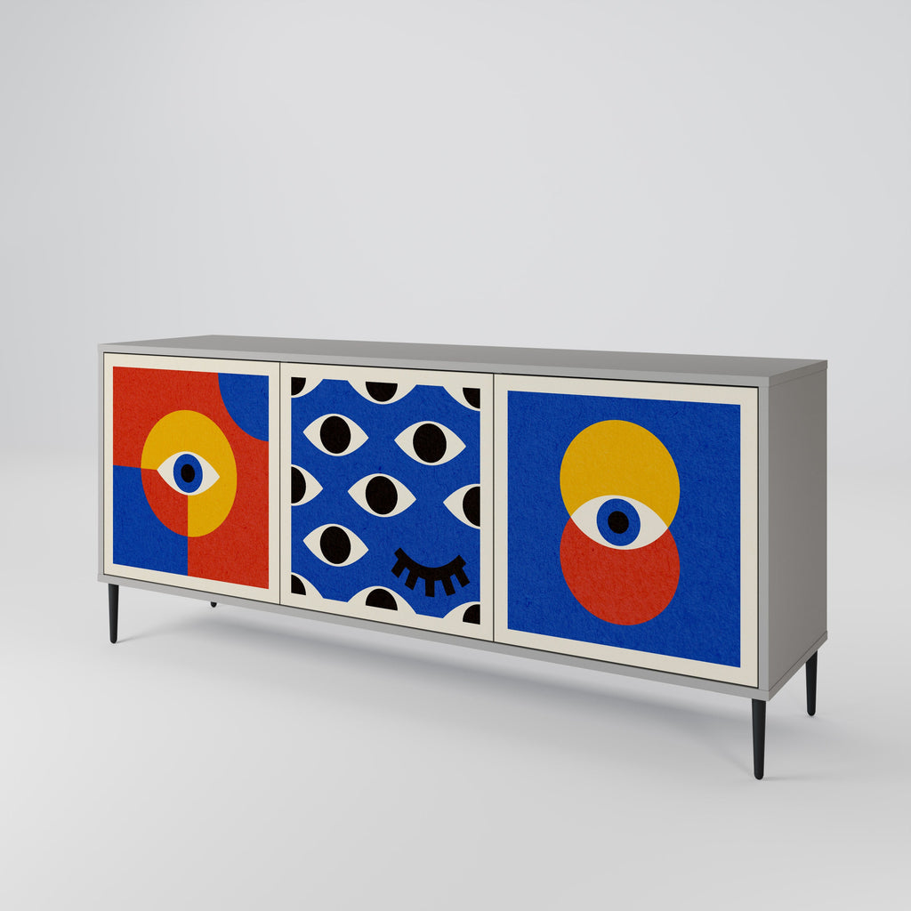 GEOMETRIC EYES Sideboard mit 3 Türen in Grau